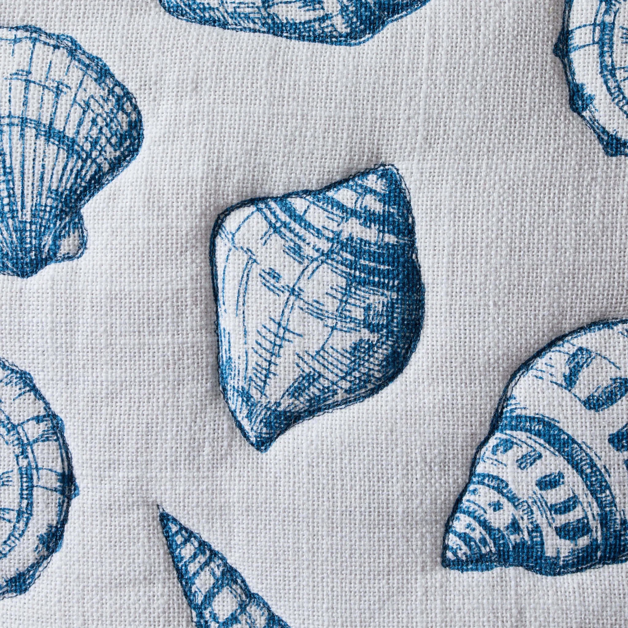 100% Cotton Stitched Shell Sofa Cushion Cover - Natural/ Blue - Image 4