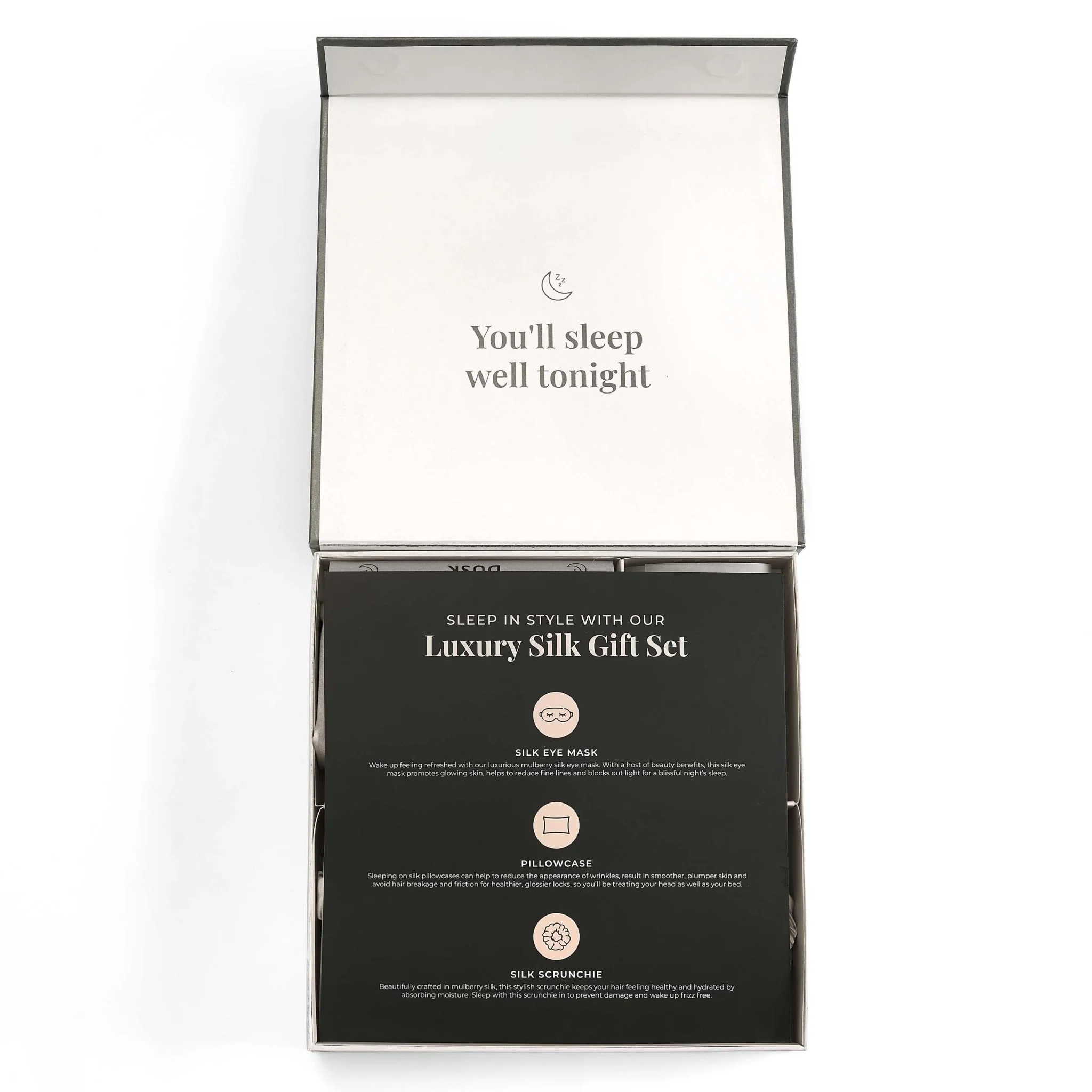 19 Momme Silk Pillowcase, Eye Mask and Hair Tie Gift Set - Champagne - Image 4