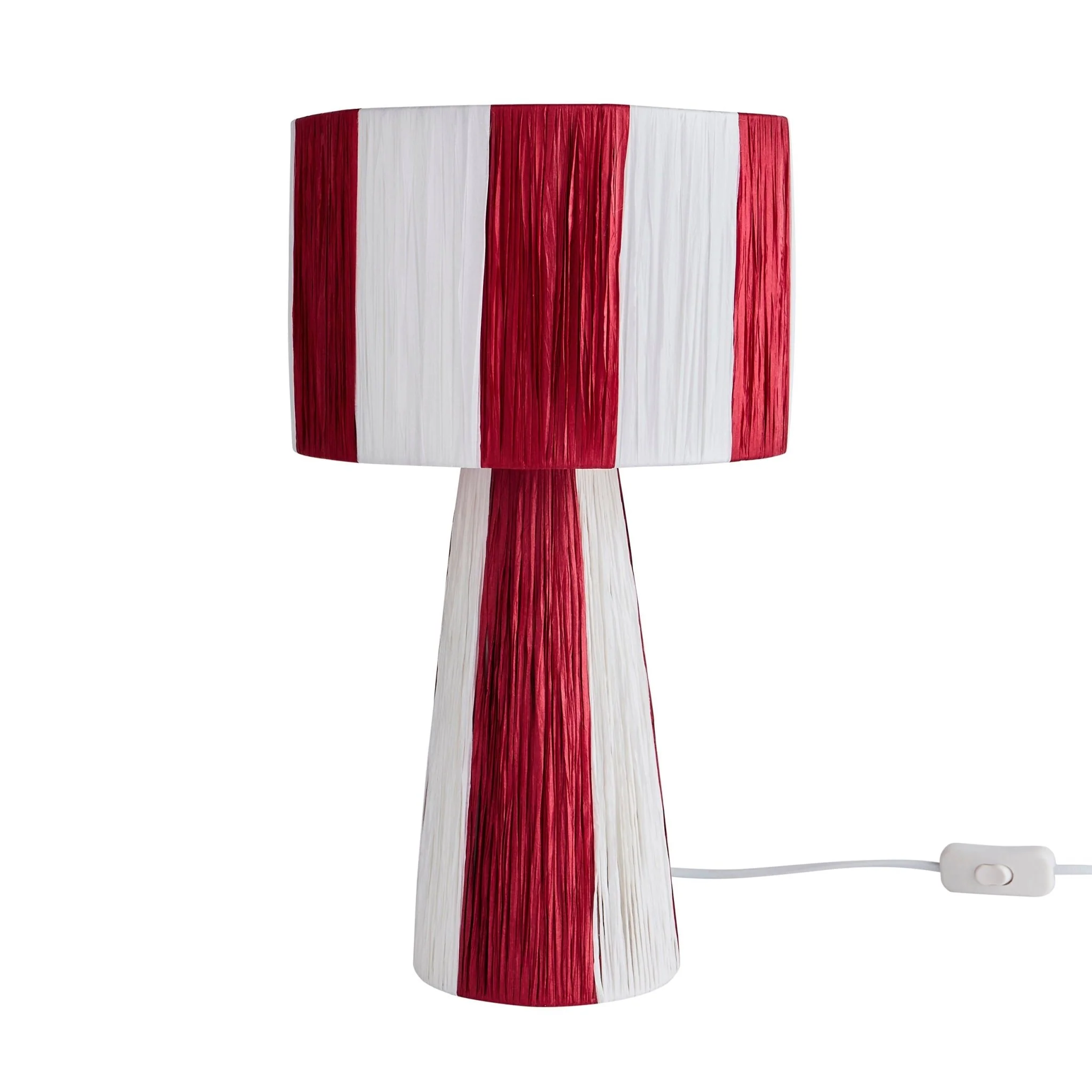 Abi Raffia Stripe Table Lamp - Red - Image 3