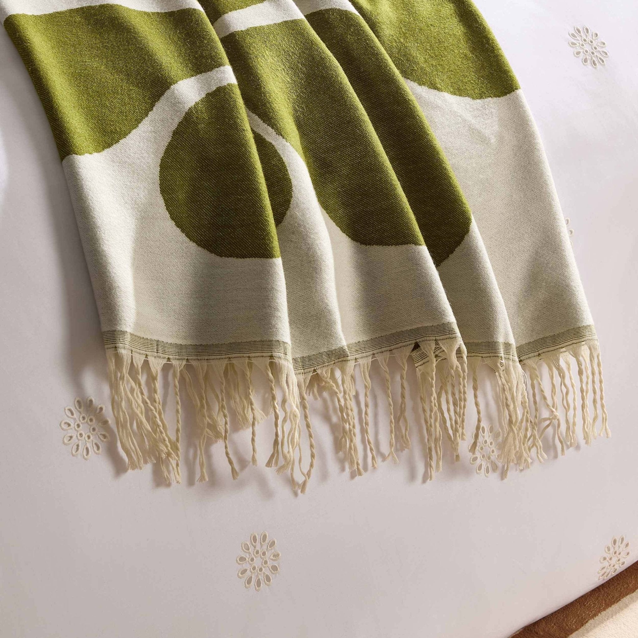 Abstract Floral Throw - Green/ Natural - Image 2