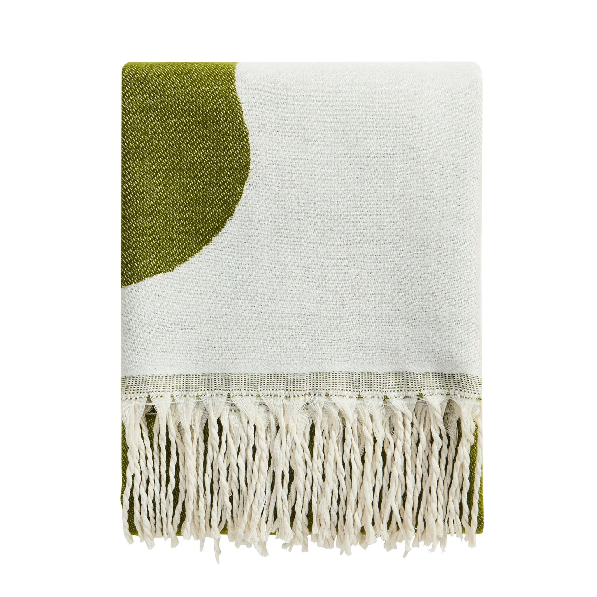 Abstract Floral Throw - Green/ Natural - Image 3