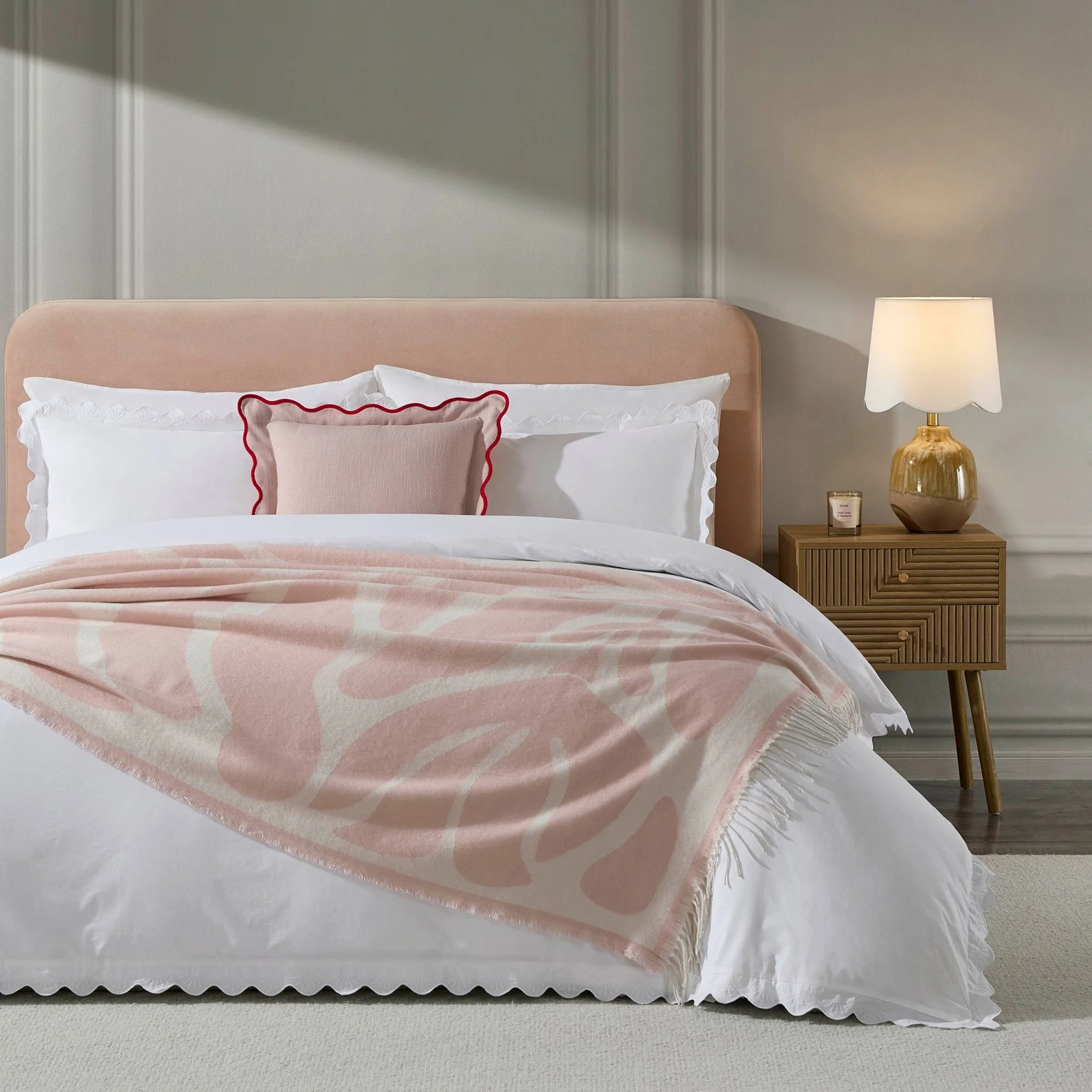Abstract Floral Throw - Pink Sand