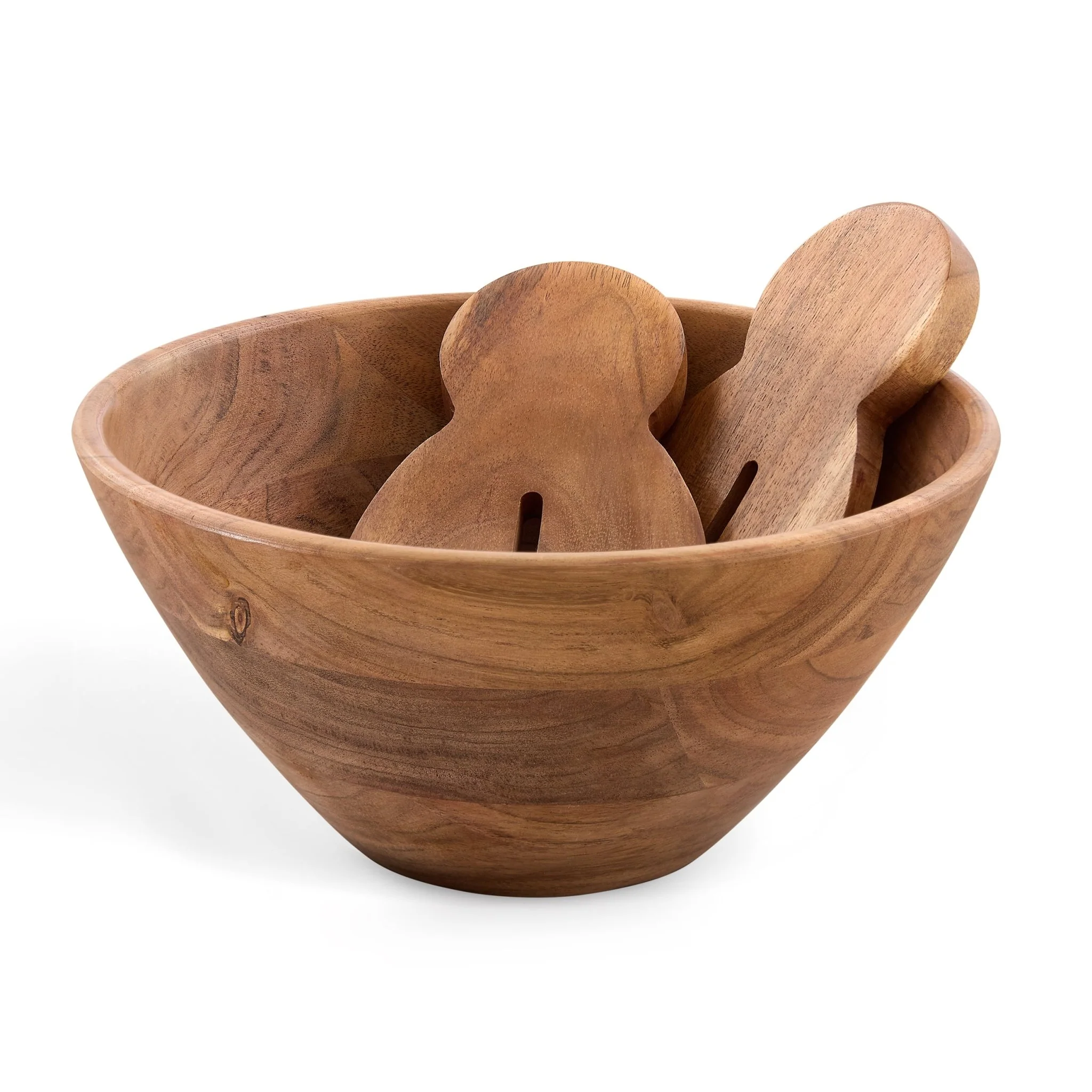 Acacia Salad Bowl with Servers - Natural - Image 3
