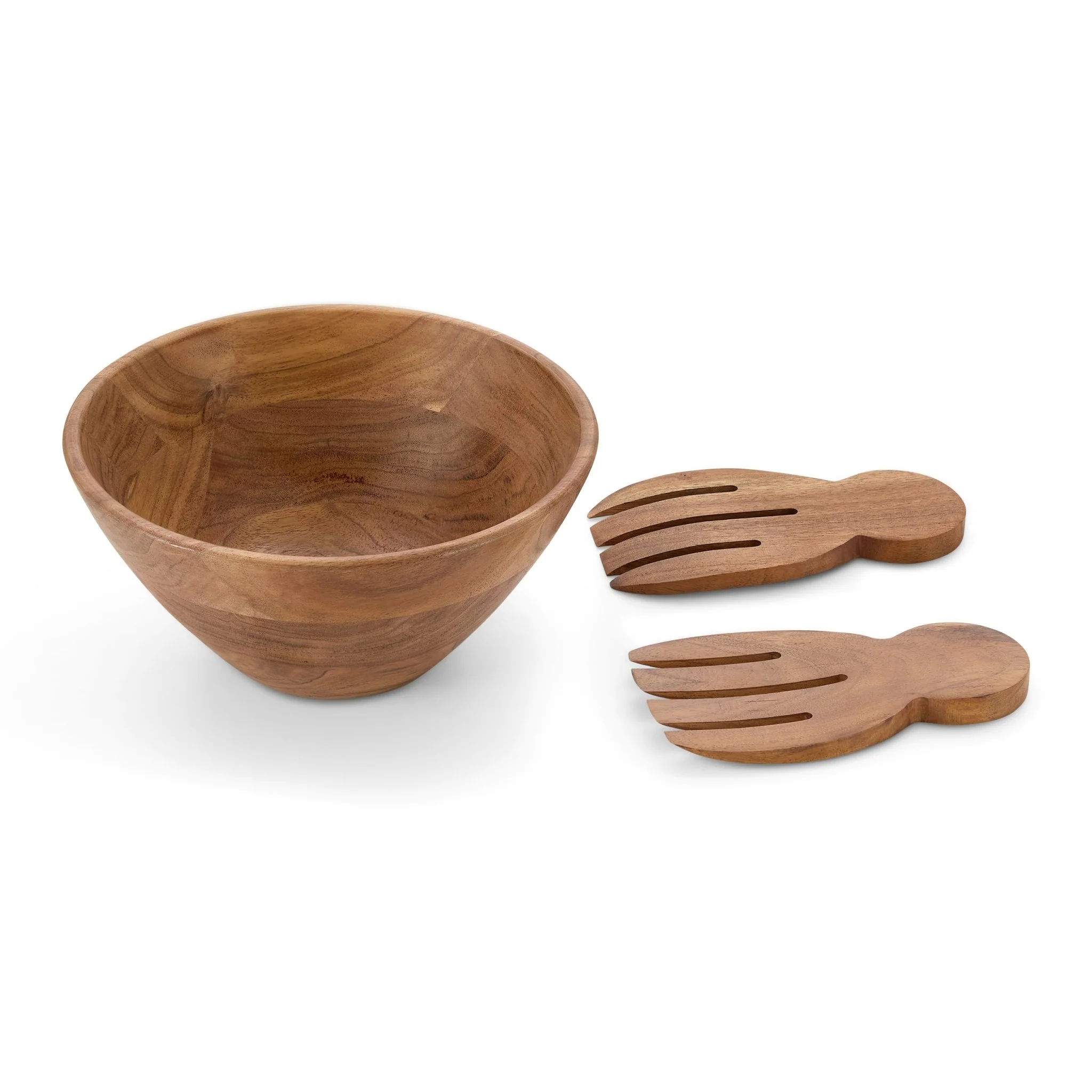 Acacia Salad Bowl with Servers - Natural - Image 4