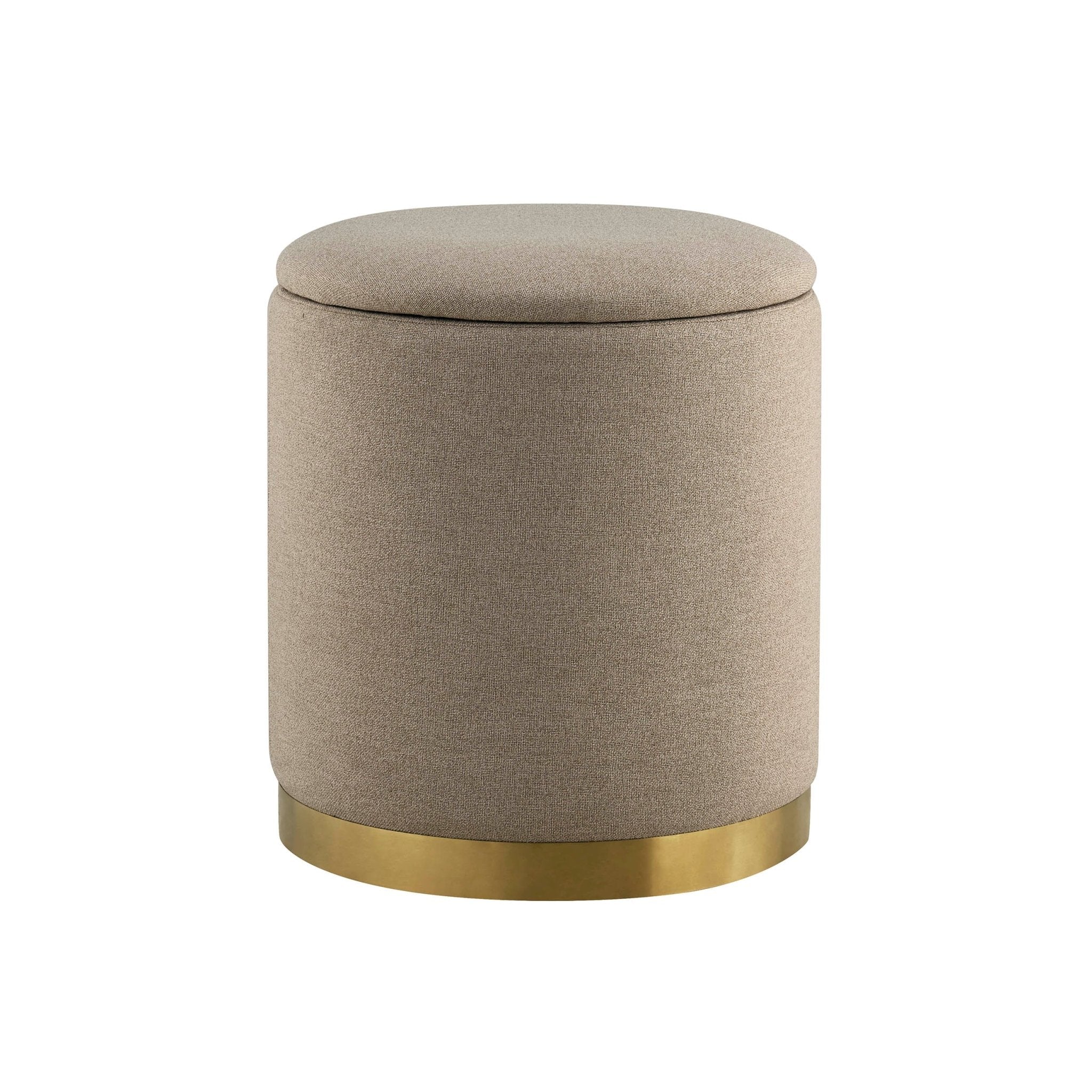 Adelaide Gold Base Storage Stool - Oatmeal - Image 2
