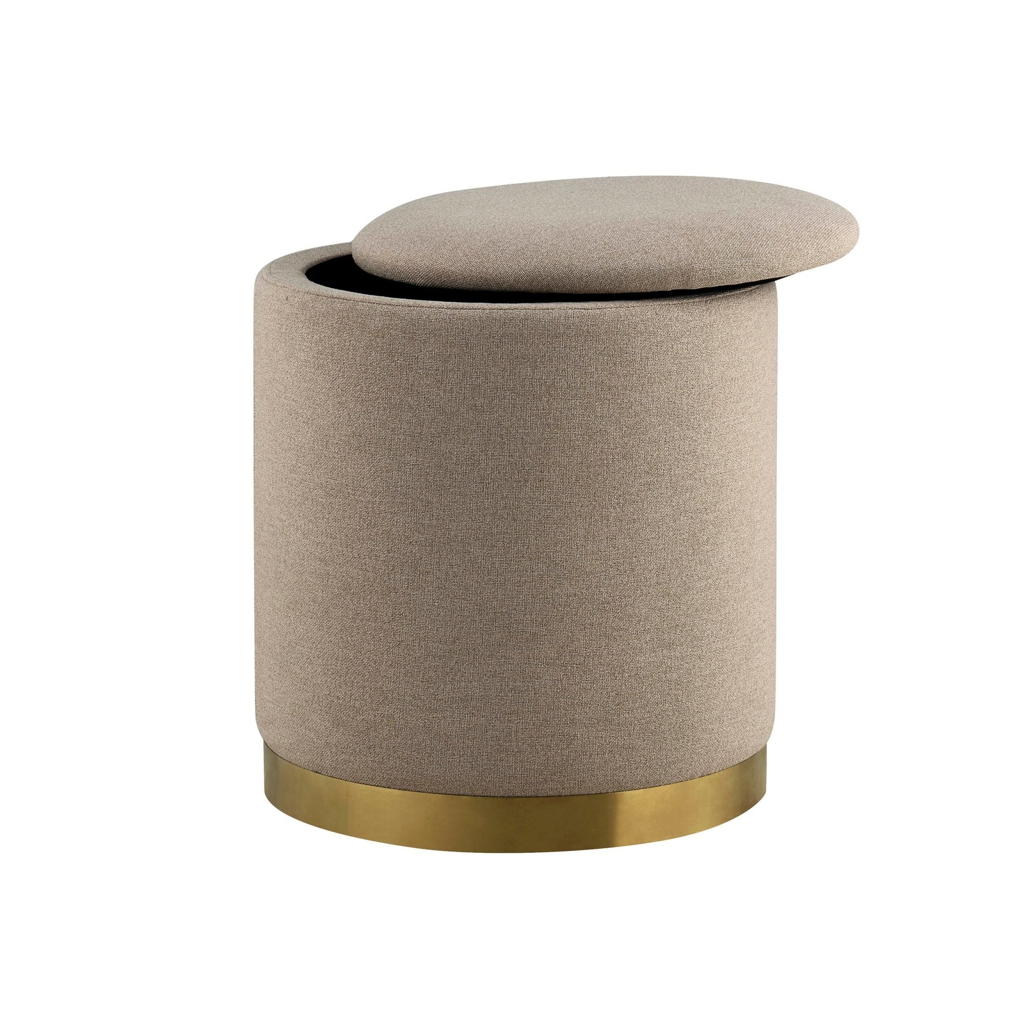 Adelaide Gold Base Storage Stool - Oatmeal - Image 3