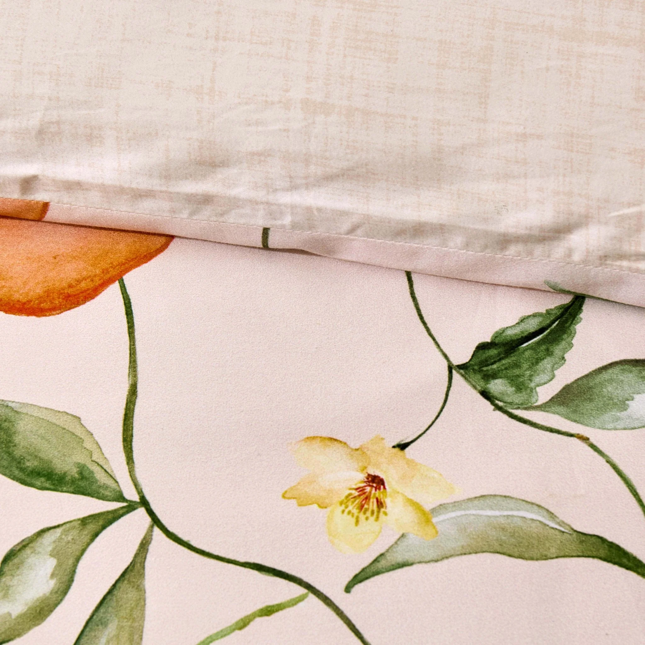 Adeline 300 Thread Count Orange Floral Print Duvet Cover & Pillowcase Set - Orange - Image 5