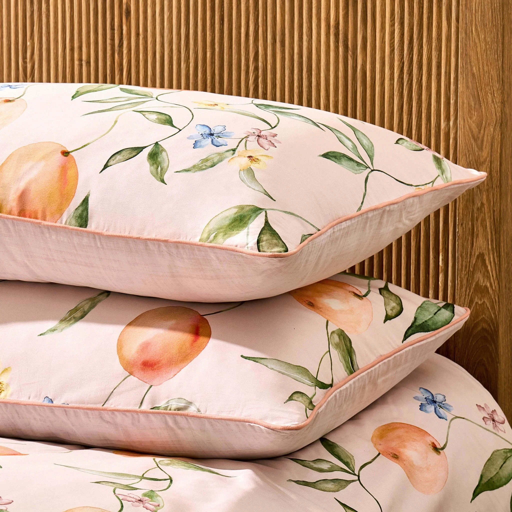 Adeline 300 Thread Count Orange Floral Print Duvet Cover & Pillowcase Set - Orange - Image 6