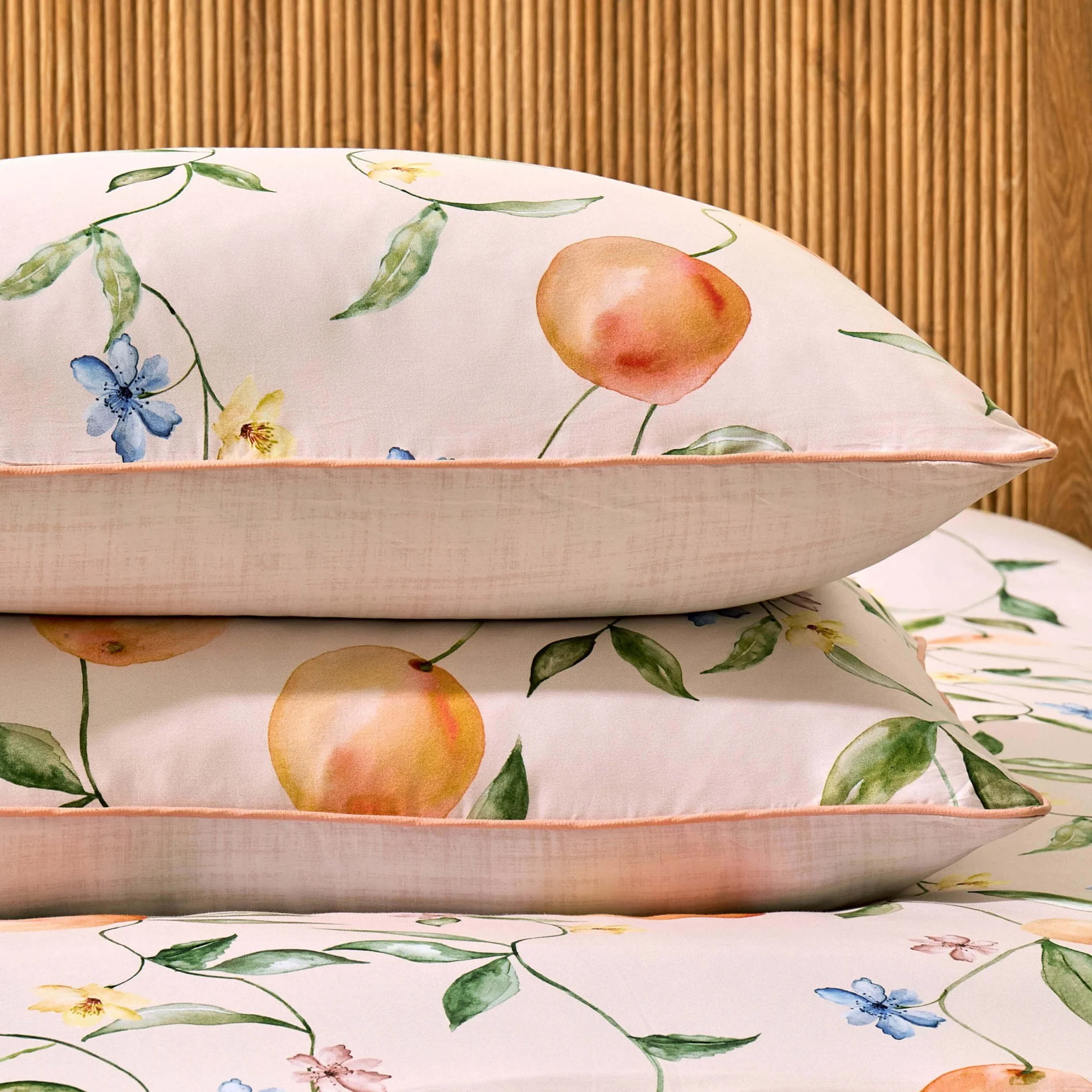 Adeline 300 Thread Count Orange Floral Print Duvet Cover & Pillowcase Set - Orange - Image 7