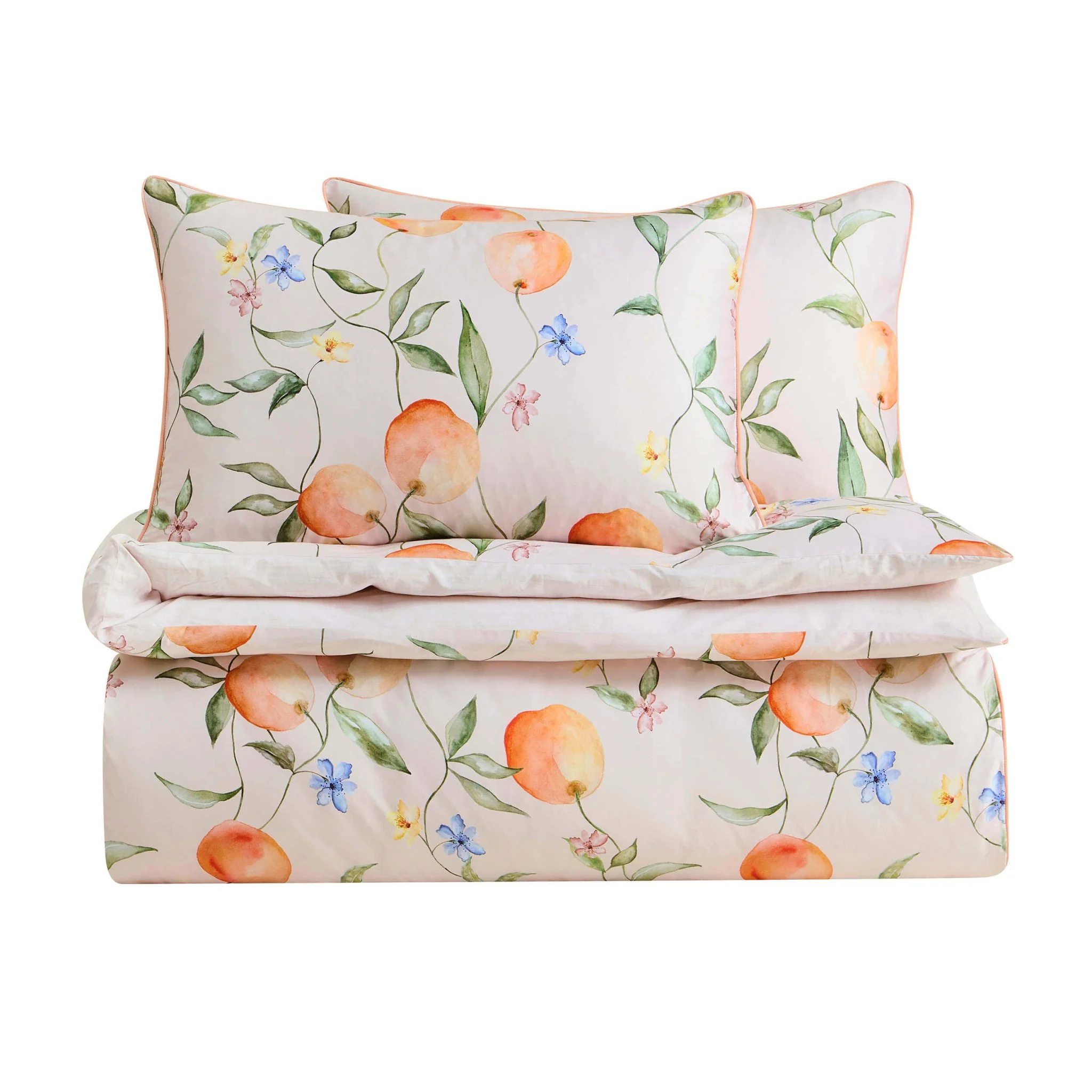 Adeline 300 Thread Count Orange Floral Print Duvet Cover & Pillowcase Set - Orange - Image 8