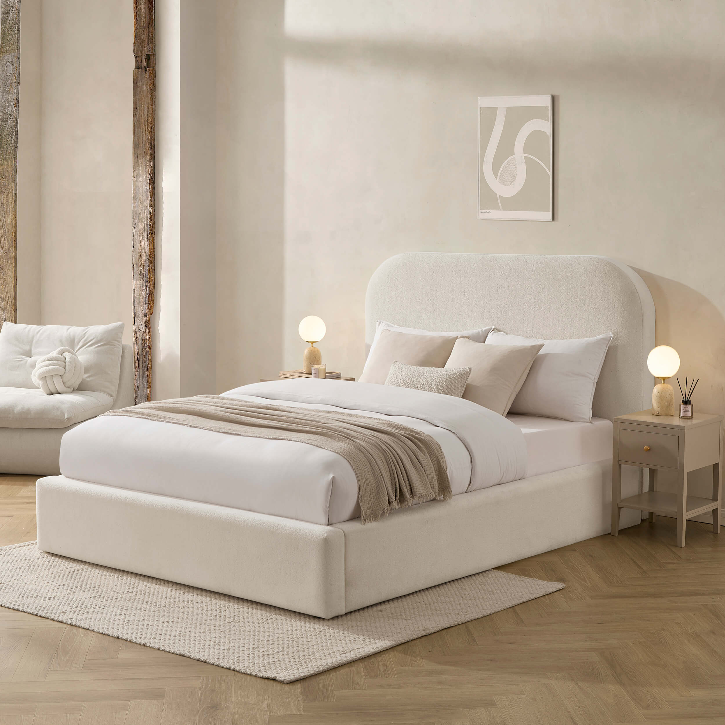 Aintree Ottoman Storage Bed - Teddy Cream - Image 2