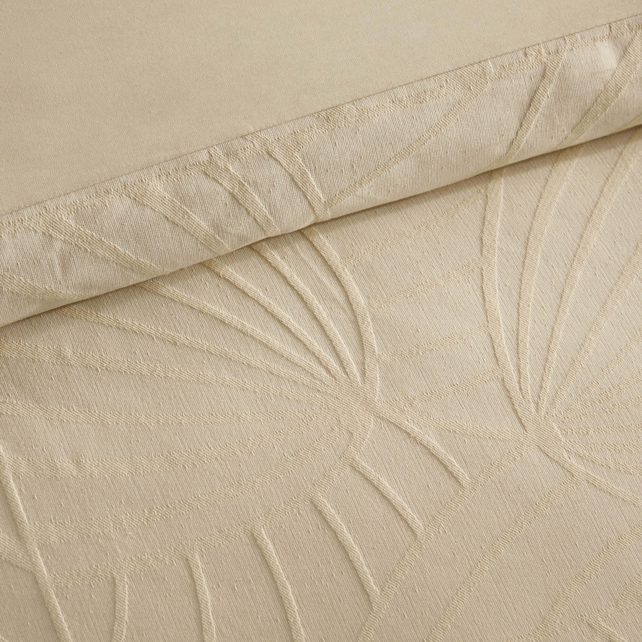 Alanna Linen Look Jacquard 100% Cotton Duvet Cover & Pillowcase Set - Natural - Image 5
