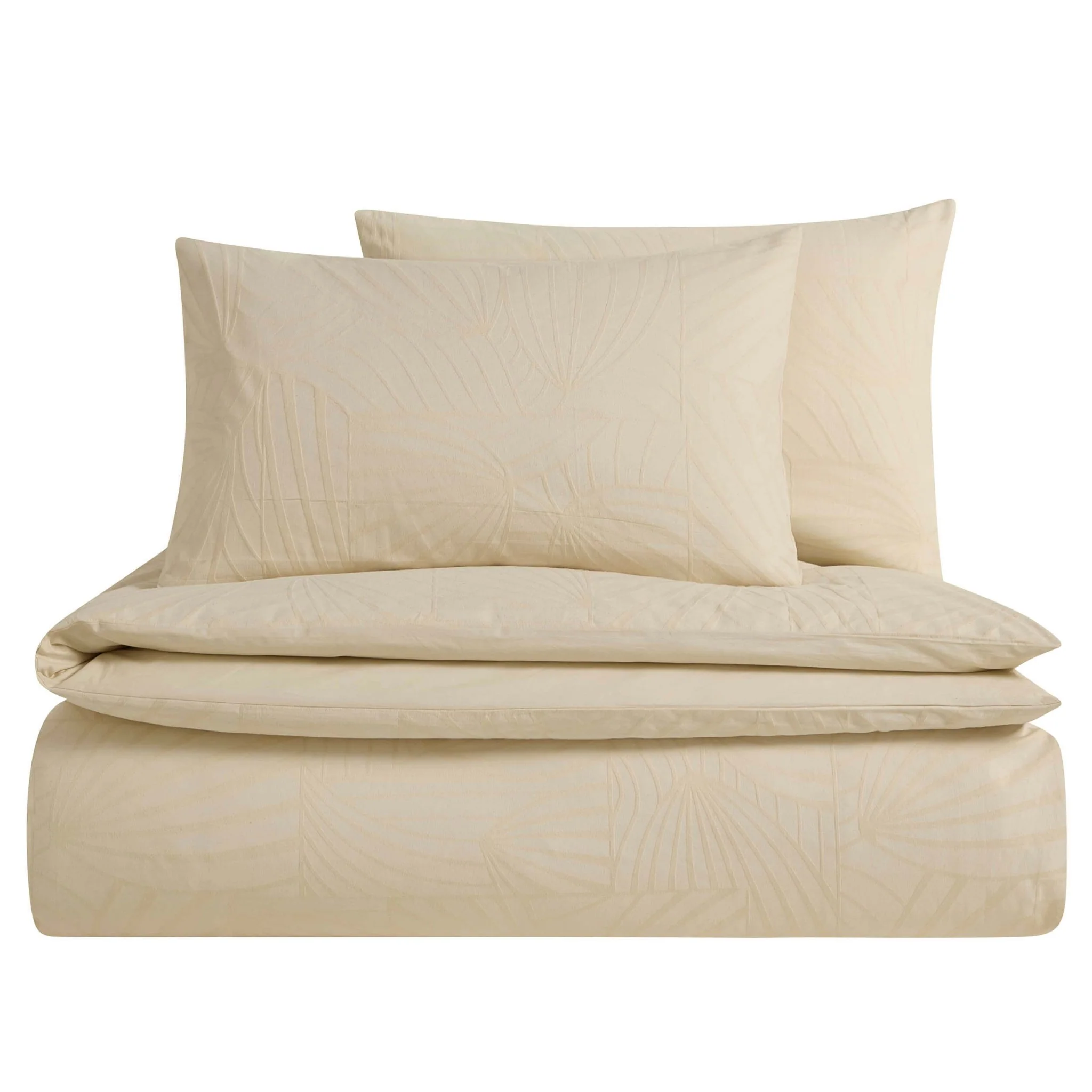 Alanna Linen Look Jacquard 100% Cotton Duvet Cover & Pillowcase Set - Natural - Image 6