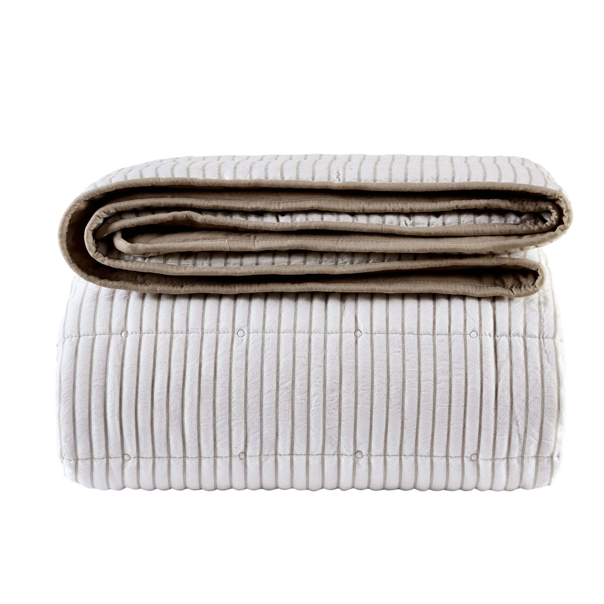 Albi Stripe Seersucker Bedspread - Natural/White - Image 4