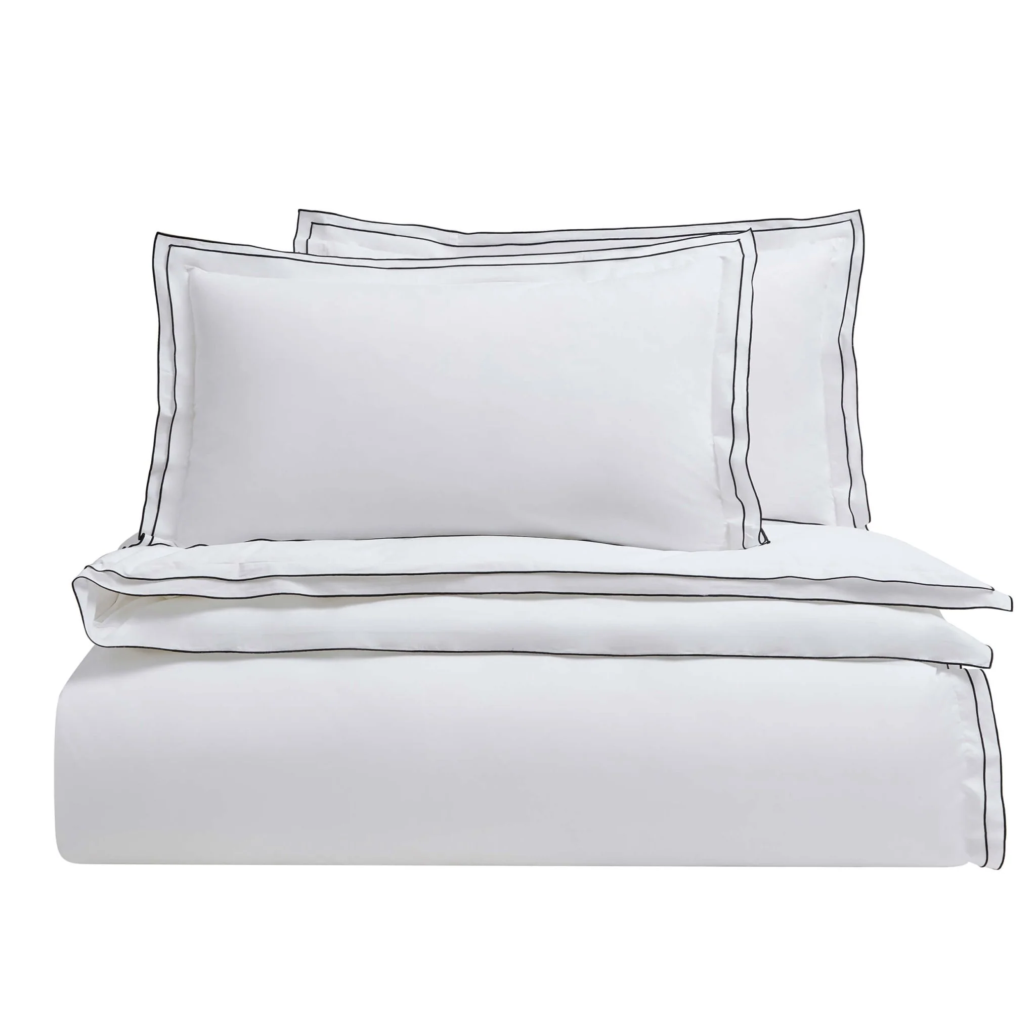 Alessia 300 Thread Count Embroidered Edge Duvet Cover - White/Black - Image 3