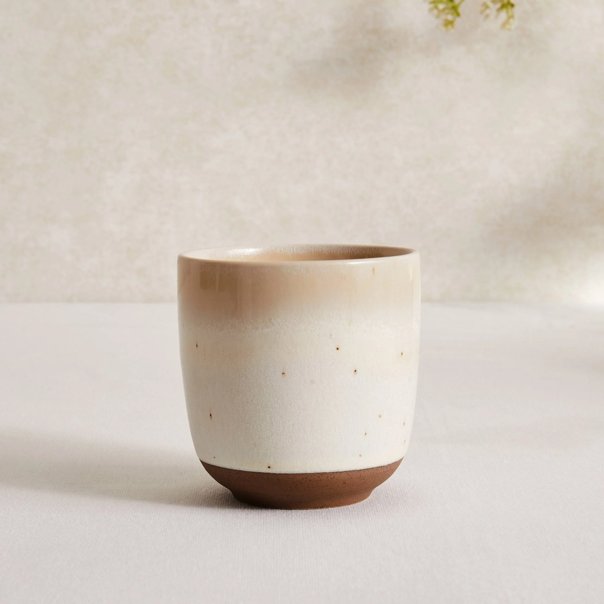 Alfredo Set of 2 Speckled Stoneware Handleless Coffee Mugs - Natural