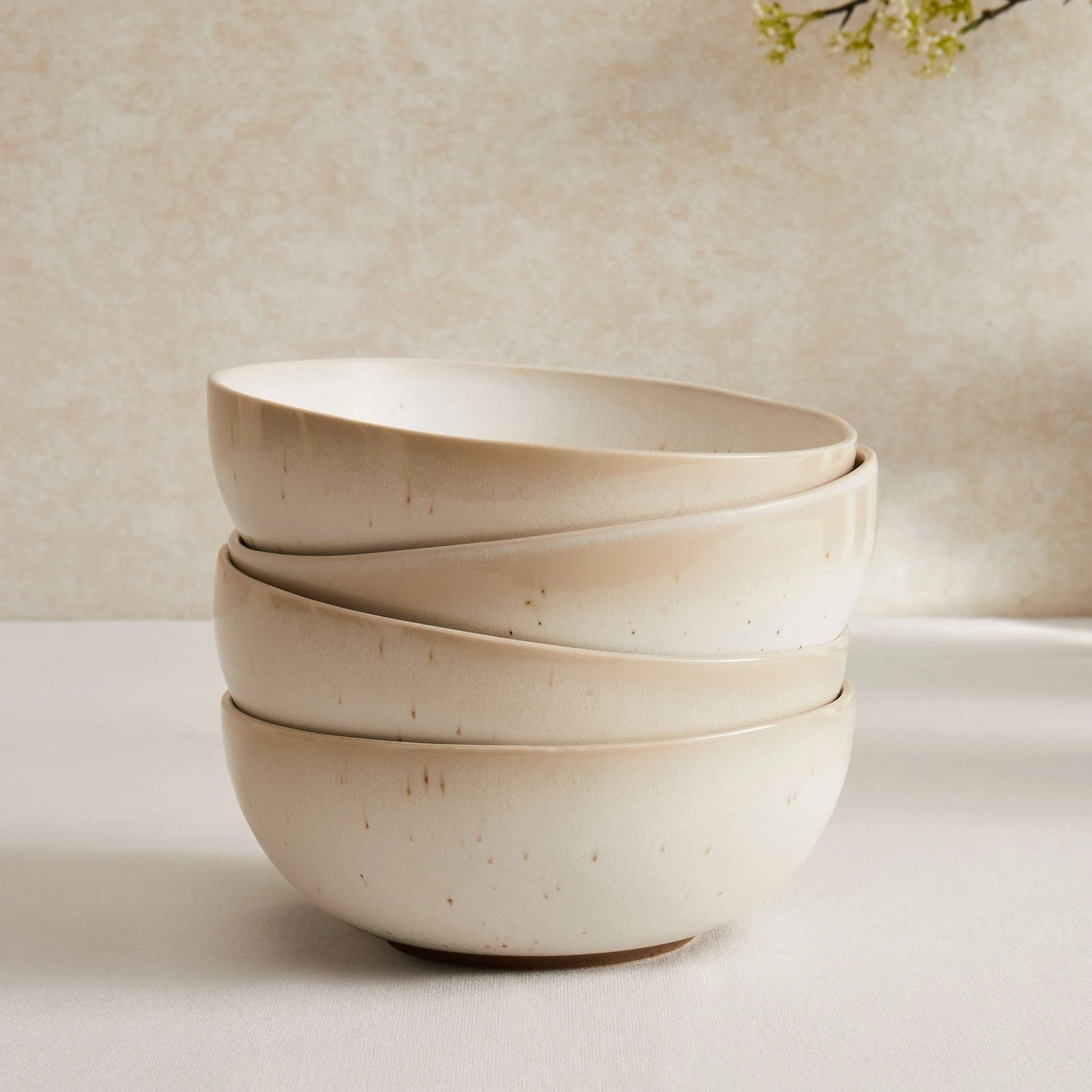 Alfredo Speckled Stoneware Set of 4 Cereal Bowls - Natural
