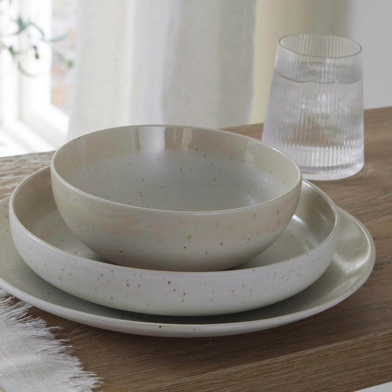 Alfredo Speckled Stoneware Set of 4 Pasta Bowls - Natural - Image 7