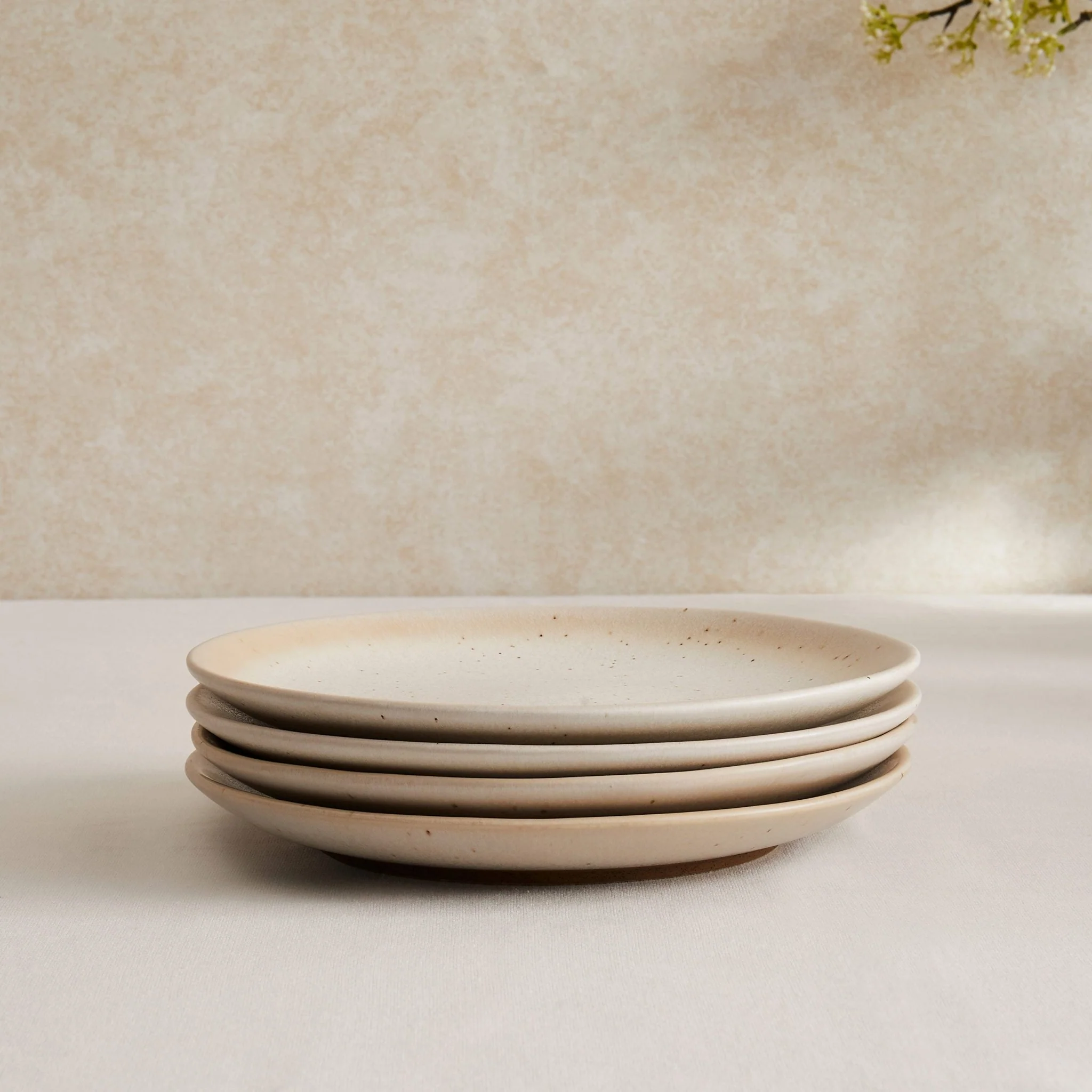 Alfredo Speckled Stoneware Set of 4 Side Plates - Natural