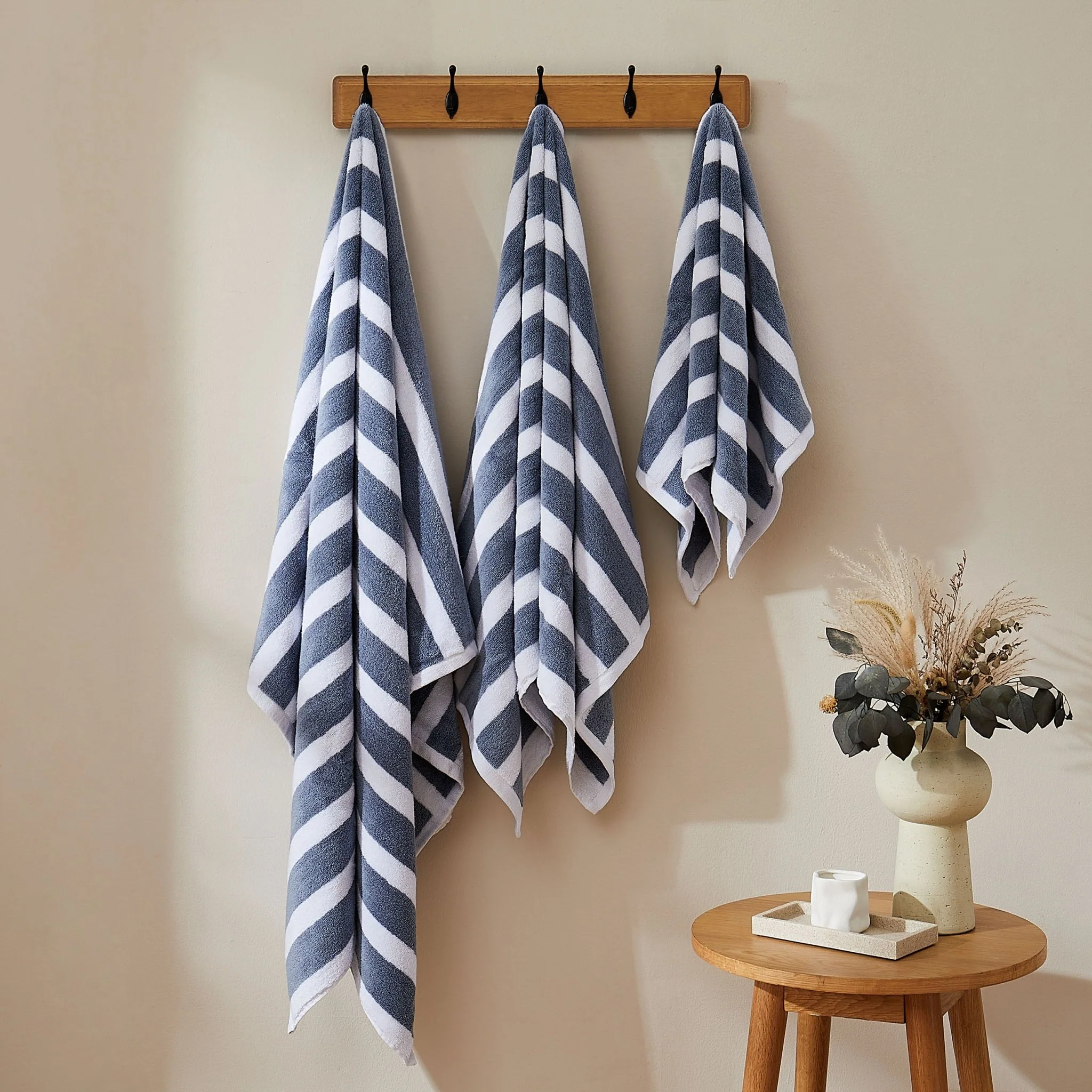 Algarve Luxury Stripe Towel Collection - French Blue - Image 3