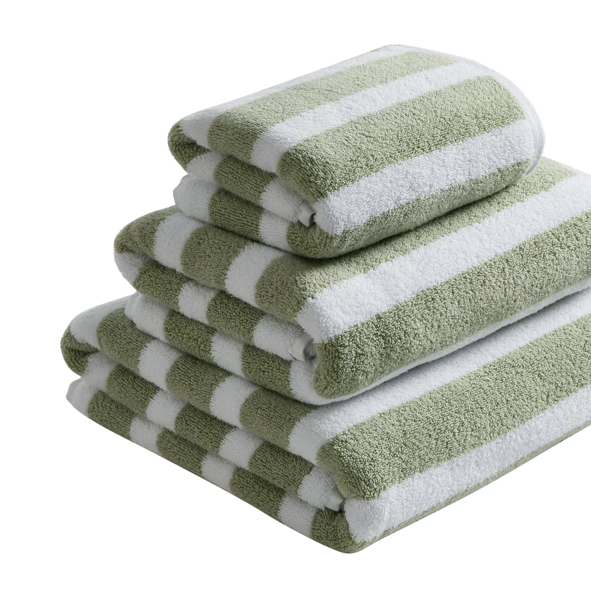 Algarve Luxury Stripe Towel Collection - Olive - Image 3