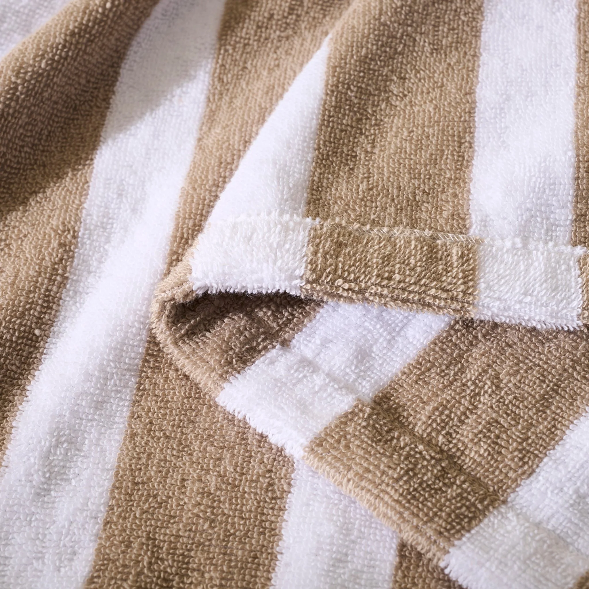 Algarve Stripe Cotton Robe - White/Natural - Image 2