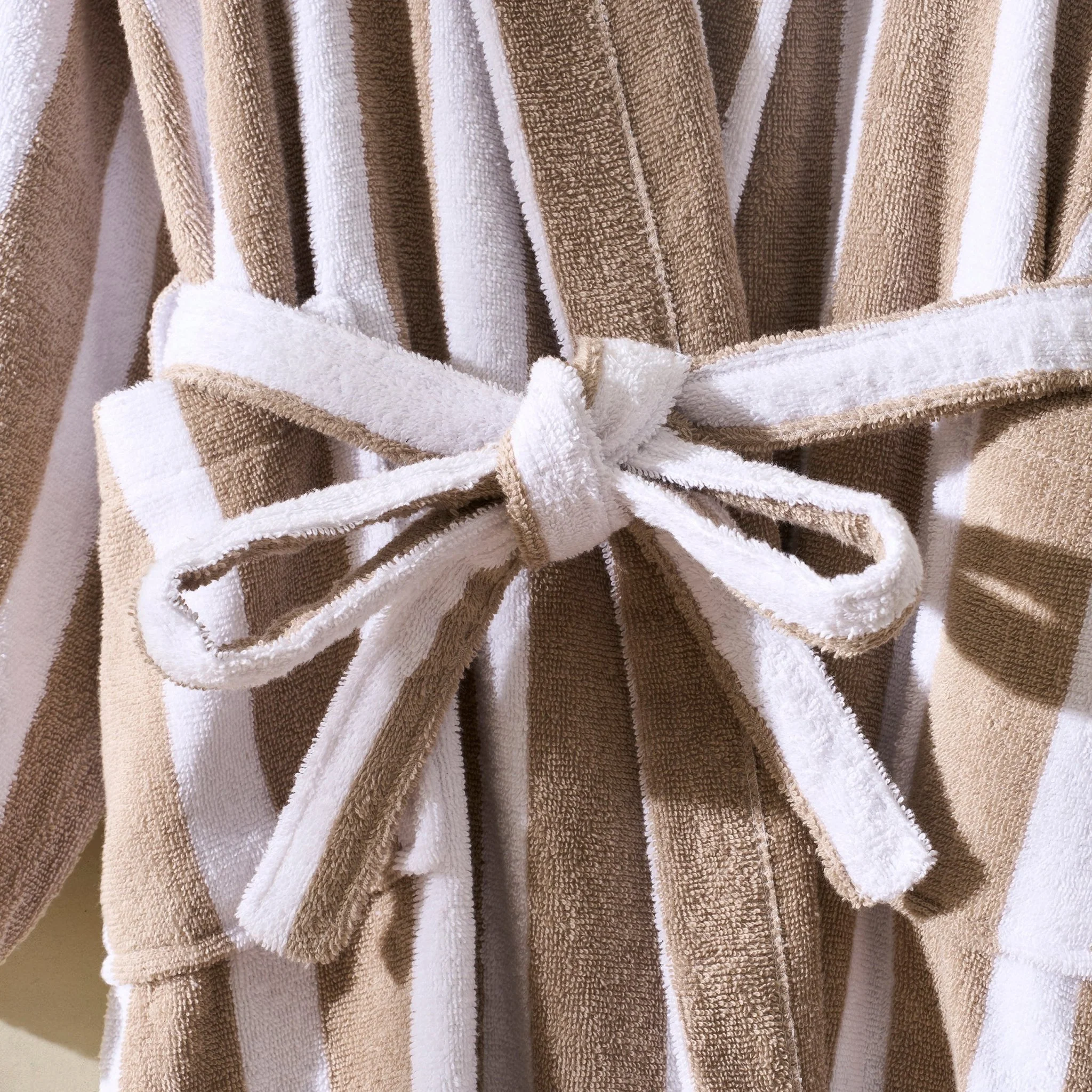 Algarve Stripe Cotton Robe - White/Natural - Image 5