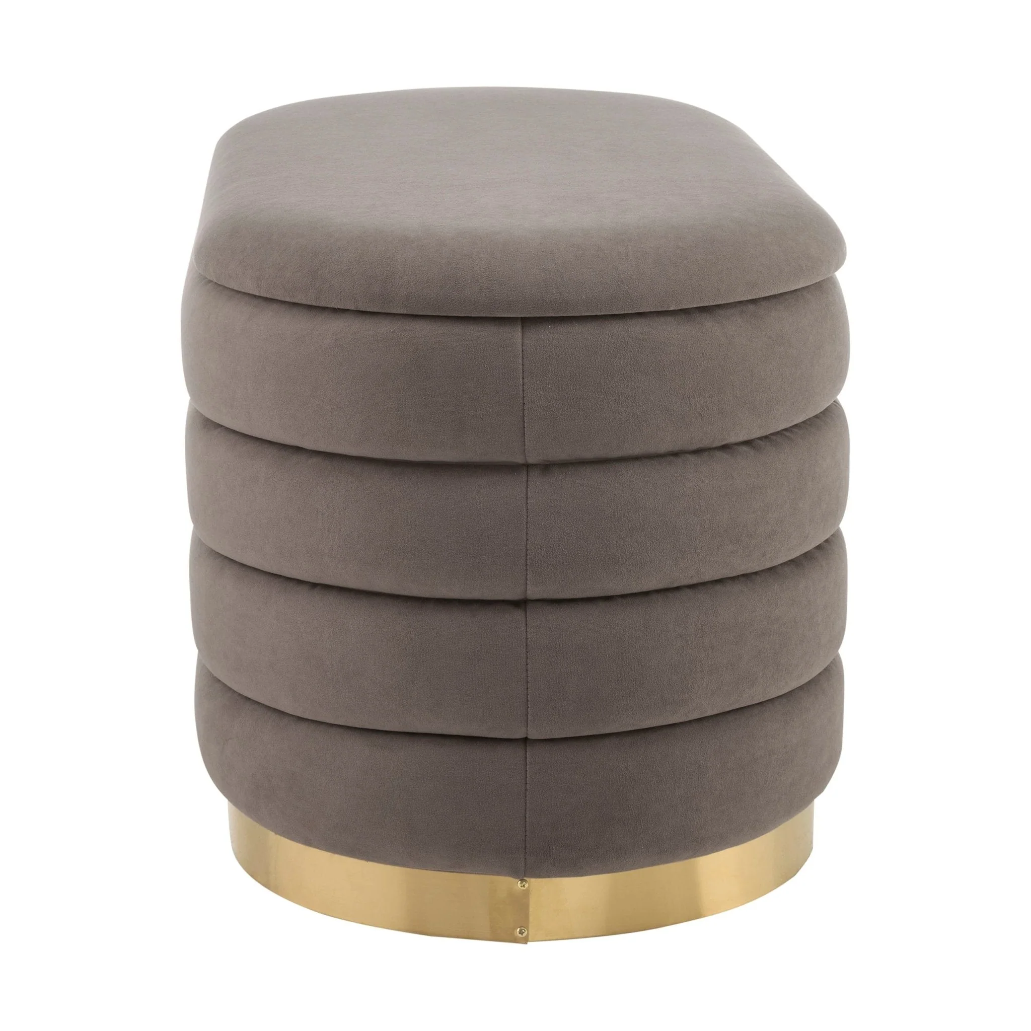 Almondbury Panelled Ottoman and Stool Set - Taupe - Image 4