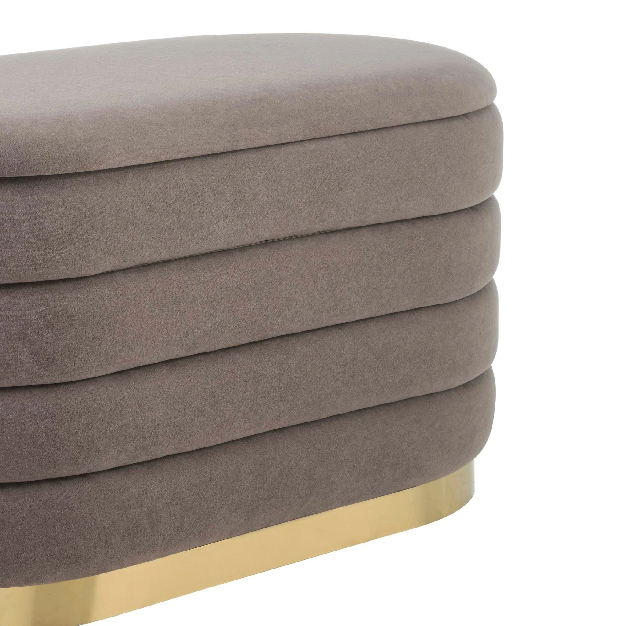 Almondbury Panelled Ottoman and Stool Set - Taupe - Image 5
