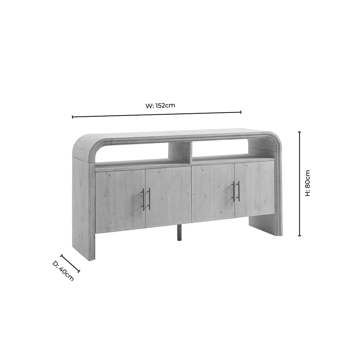 Alora 4 Door Sideboard - Washed Wood - Image 8