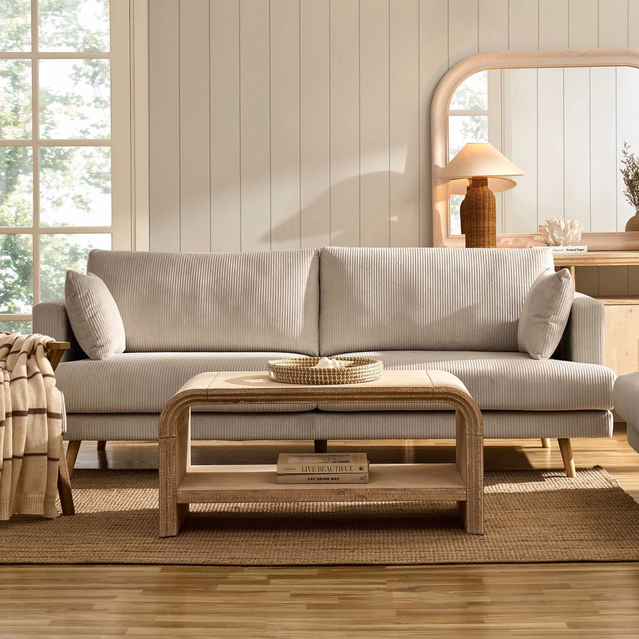 Sweden 3 Seater Sofa - Rib Ecru