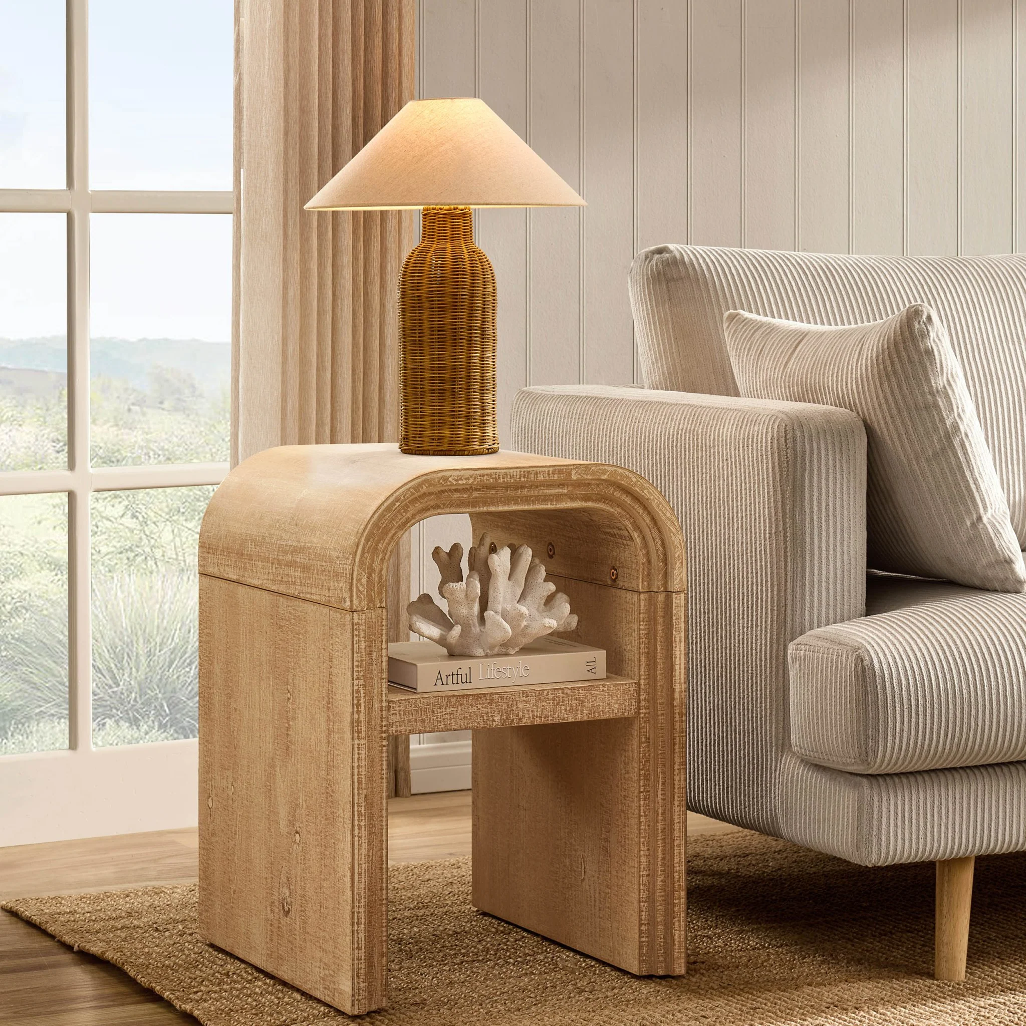 Alora Side Table- Washed Wood