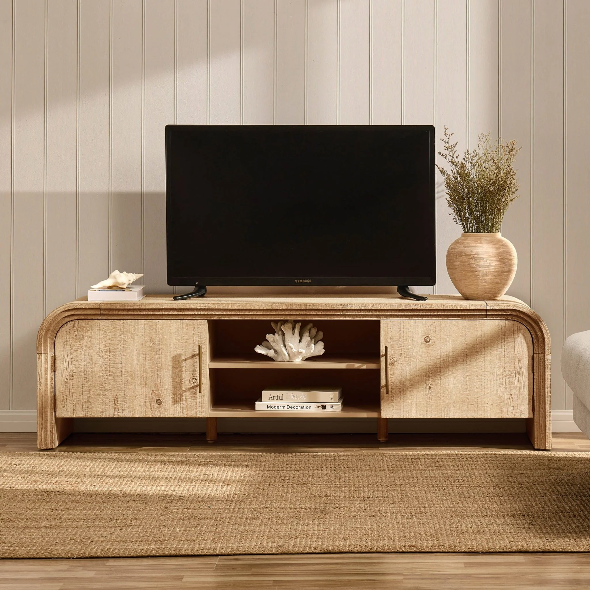 Alora Tv Unit for TVs up to 60"- Washed Wood