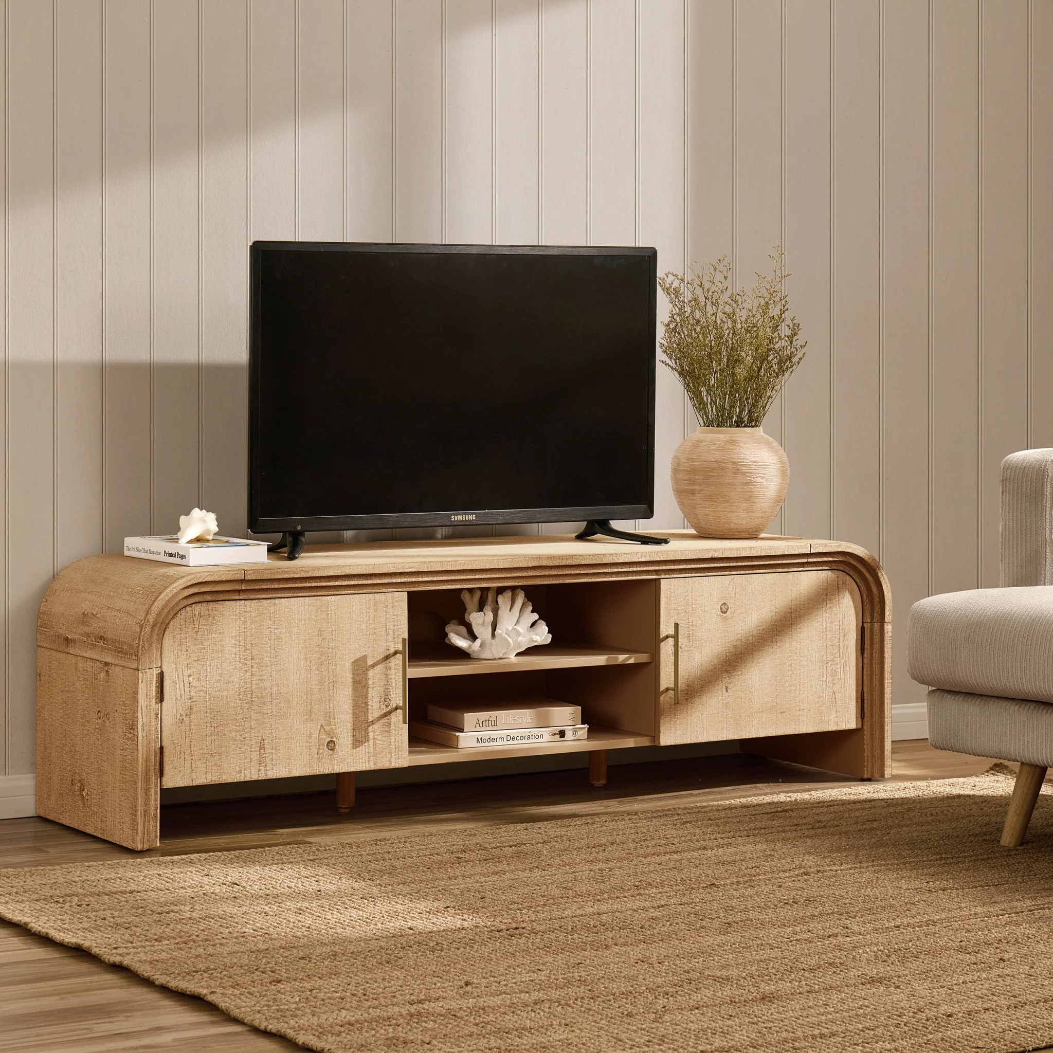 Alora Tv Unit for TVs up to 60"- Washed Wood - Image 2