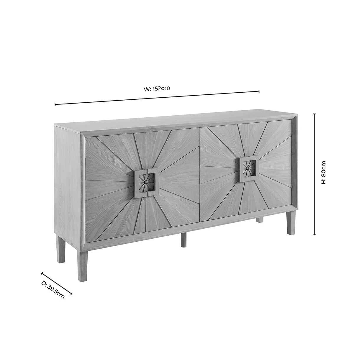 Amaya Ash 4 Door Sideboard - Light Wood - Image 9
