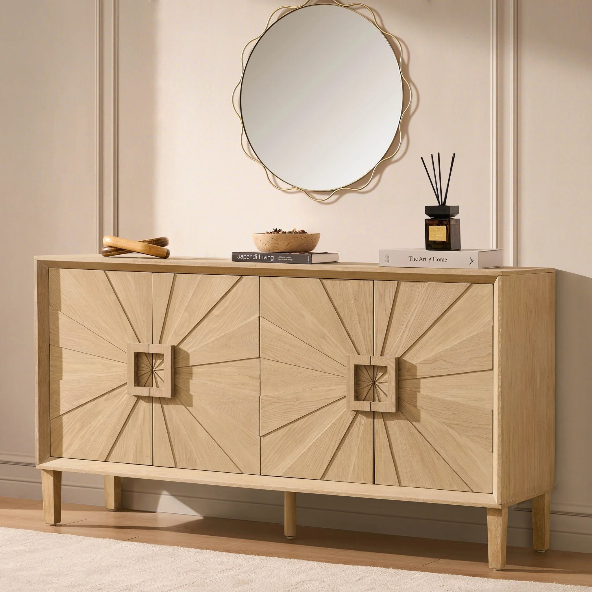 Amaya Ash 4 Door Sideboard - Light Wood
