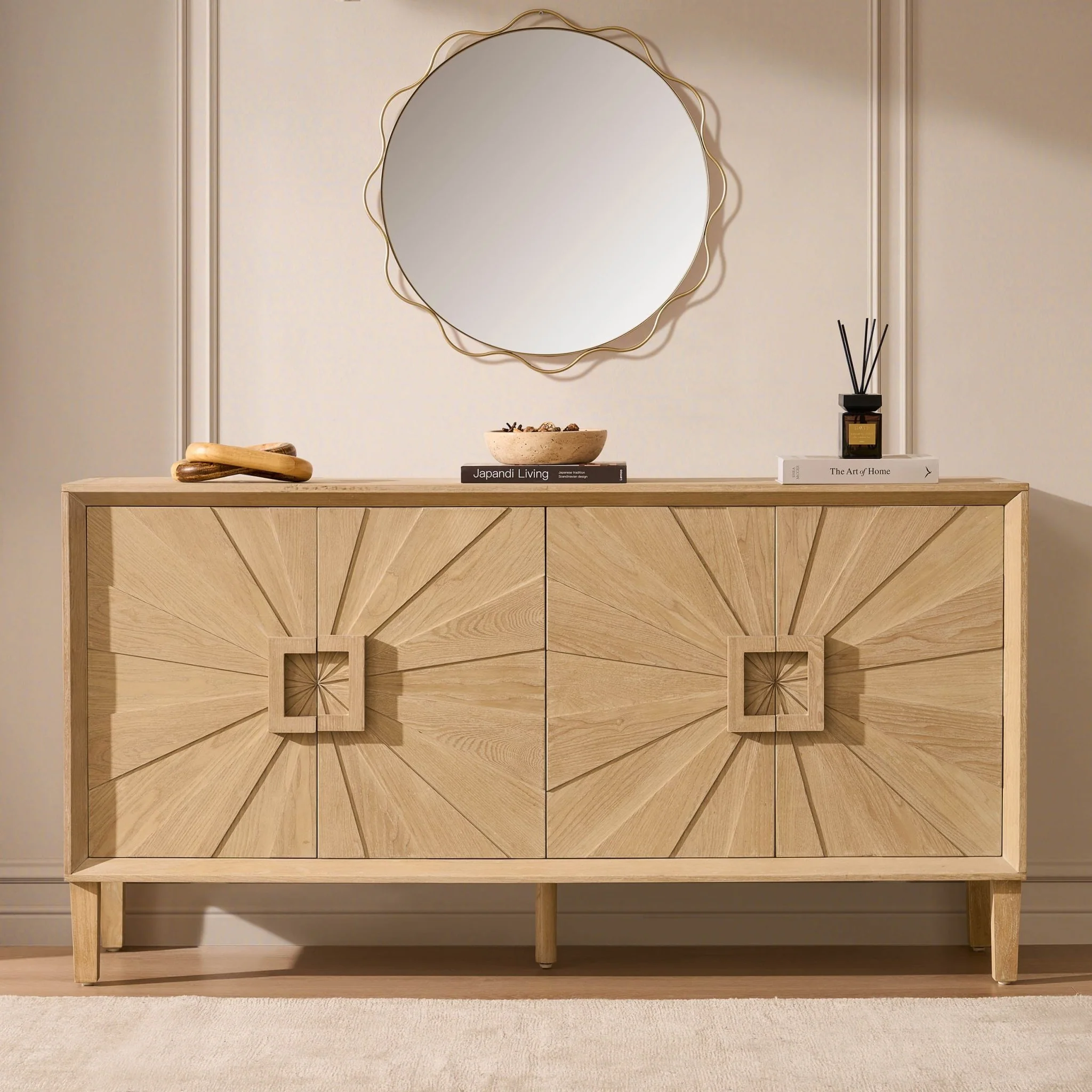Amaya Ash 4 Door Sideboard - Light Wood - Image 2