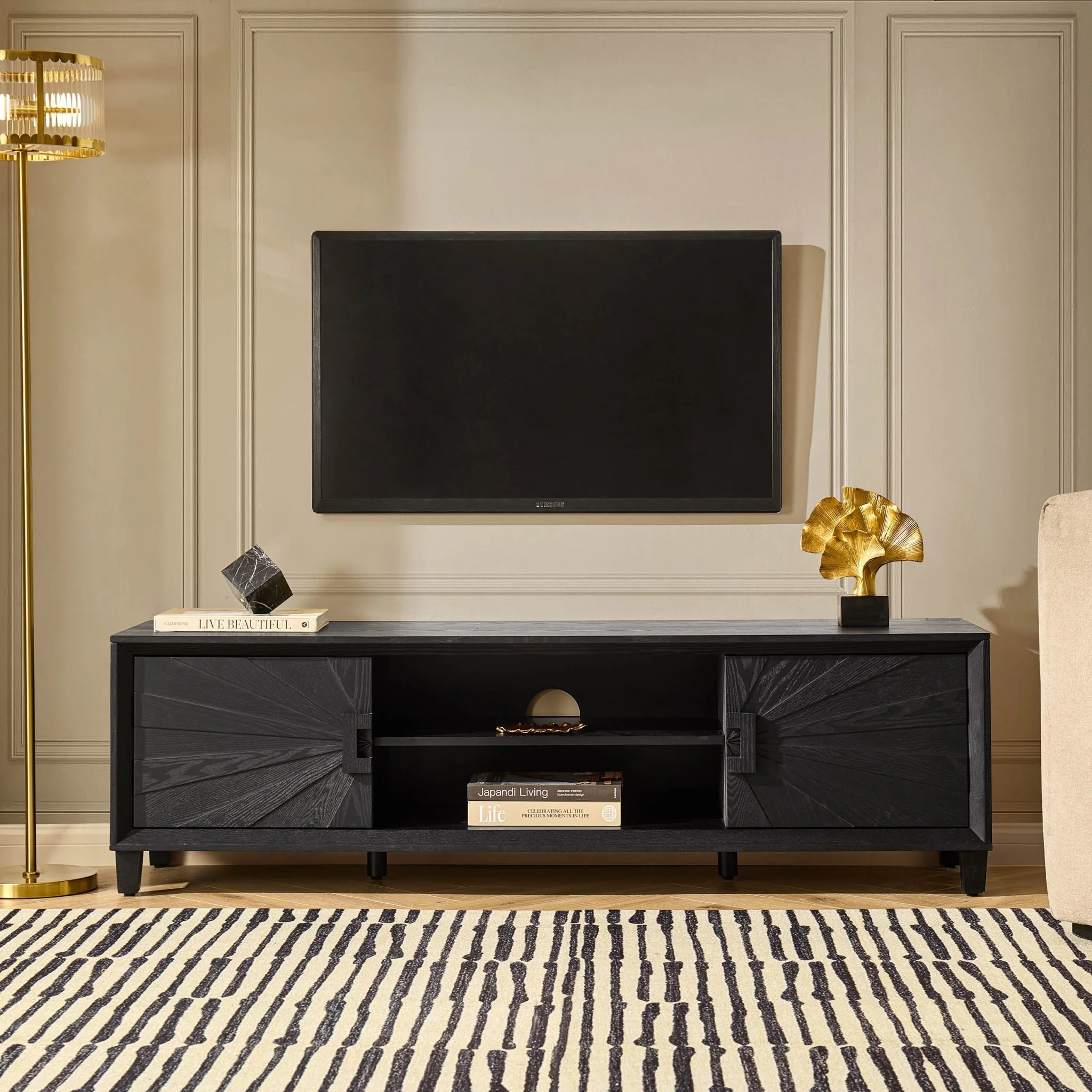 Amaya Ash Tv Unit for TVs up to 65" - Black
