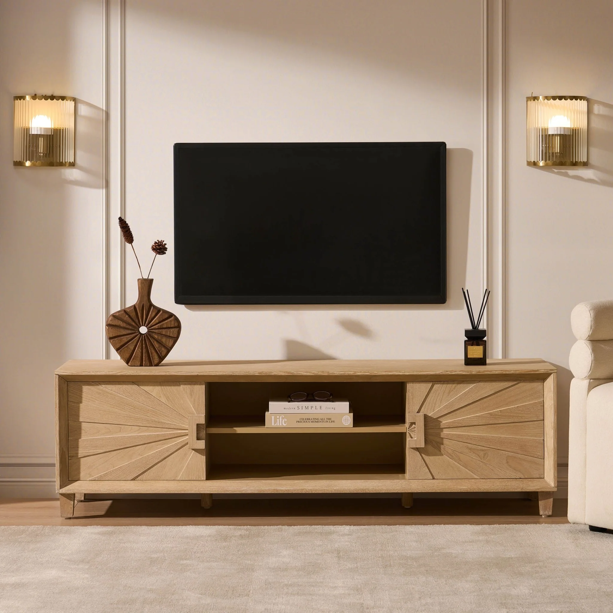 Amaya Ash Tv Unit for TVs up to 65"- Light Wood