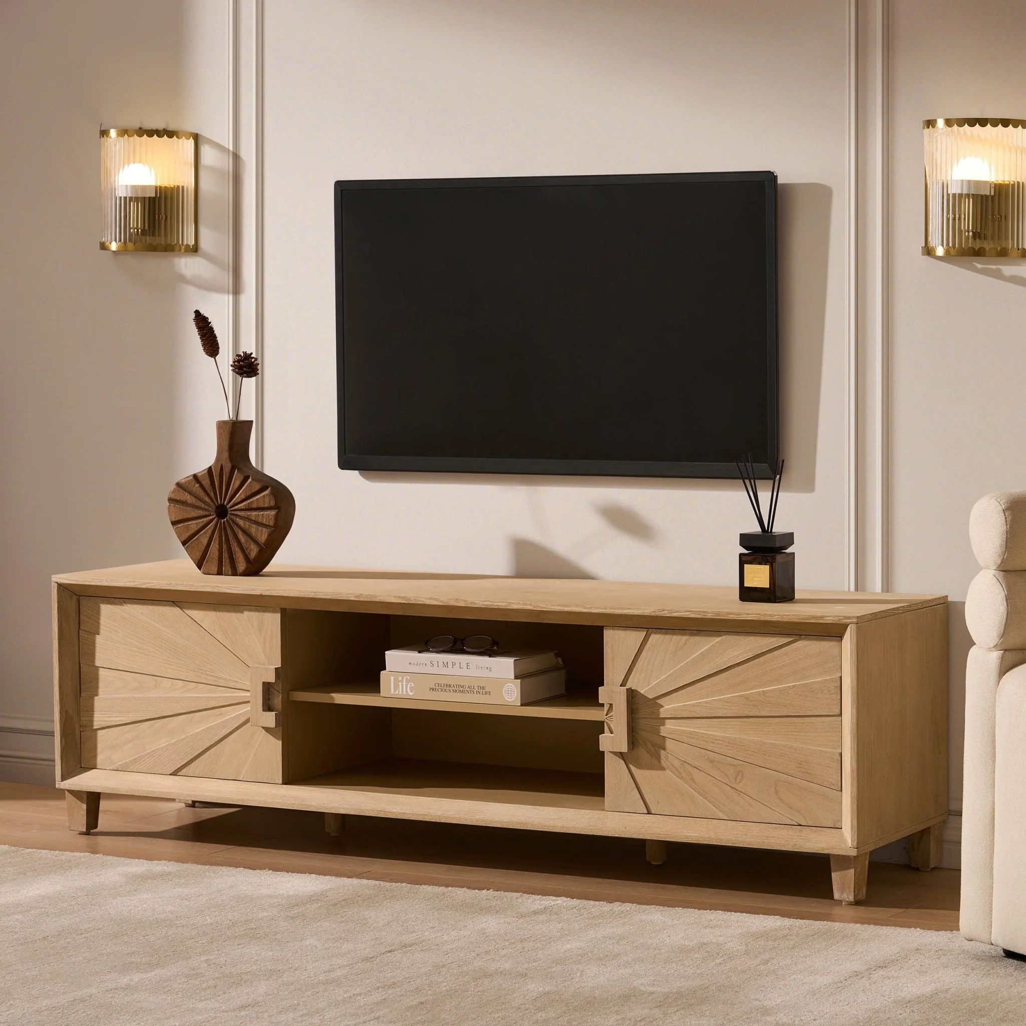 Amaya Ash Tv Unit for TVs up to 65"- Light Wood - Image 2
