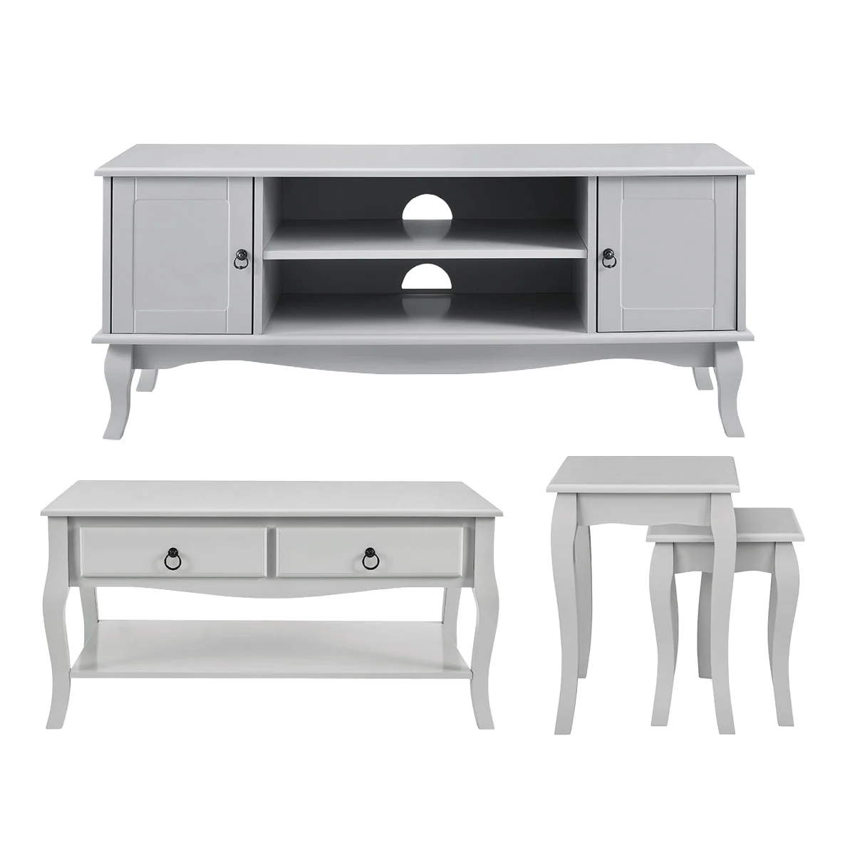 Amelie 3 Piece Living Room Furniture Set - Light Grey - Image 2