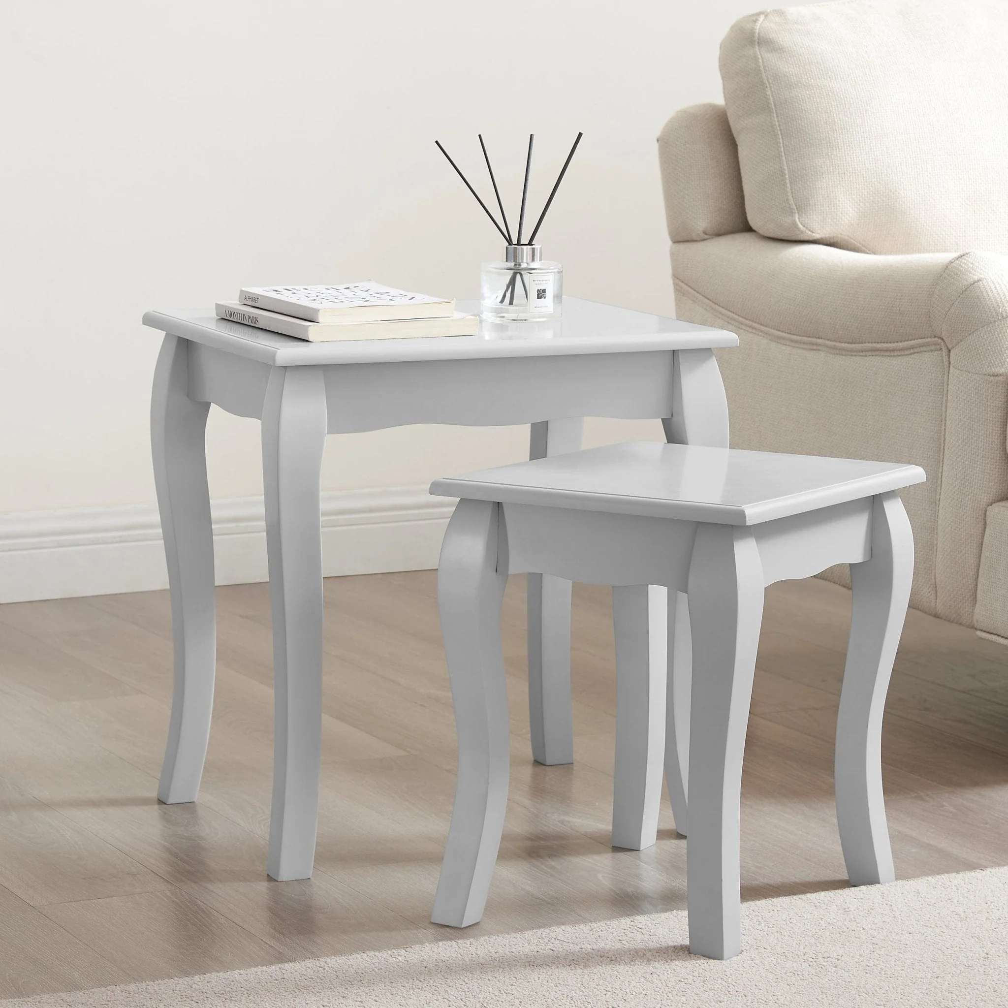 Amelie Nesting Side Table - Light Grey - Image 2