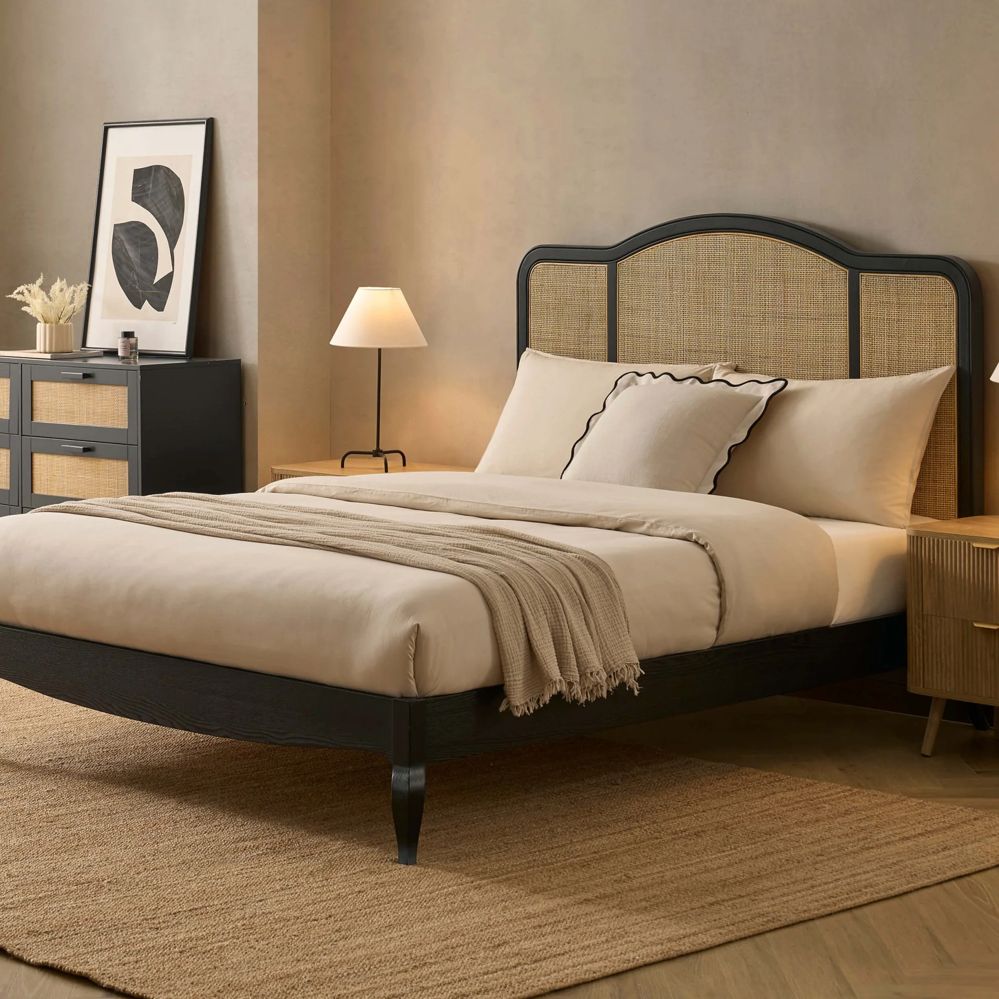 Annecy Rattan Bed Frame - Black - Image 3