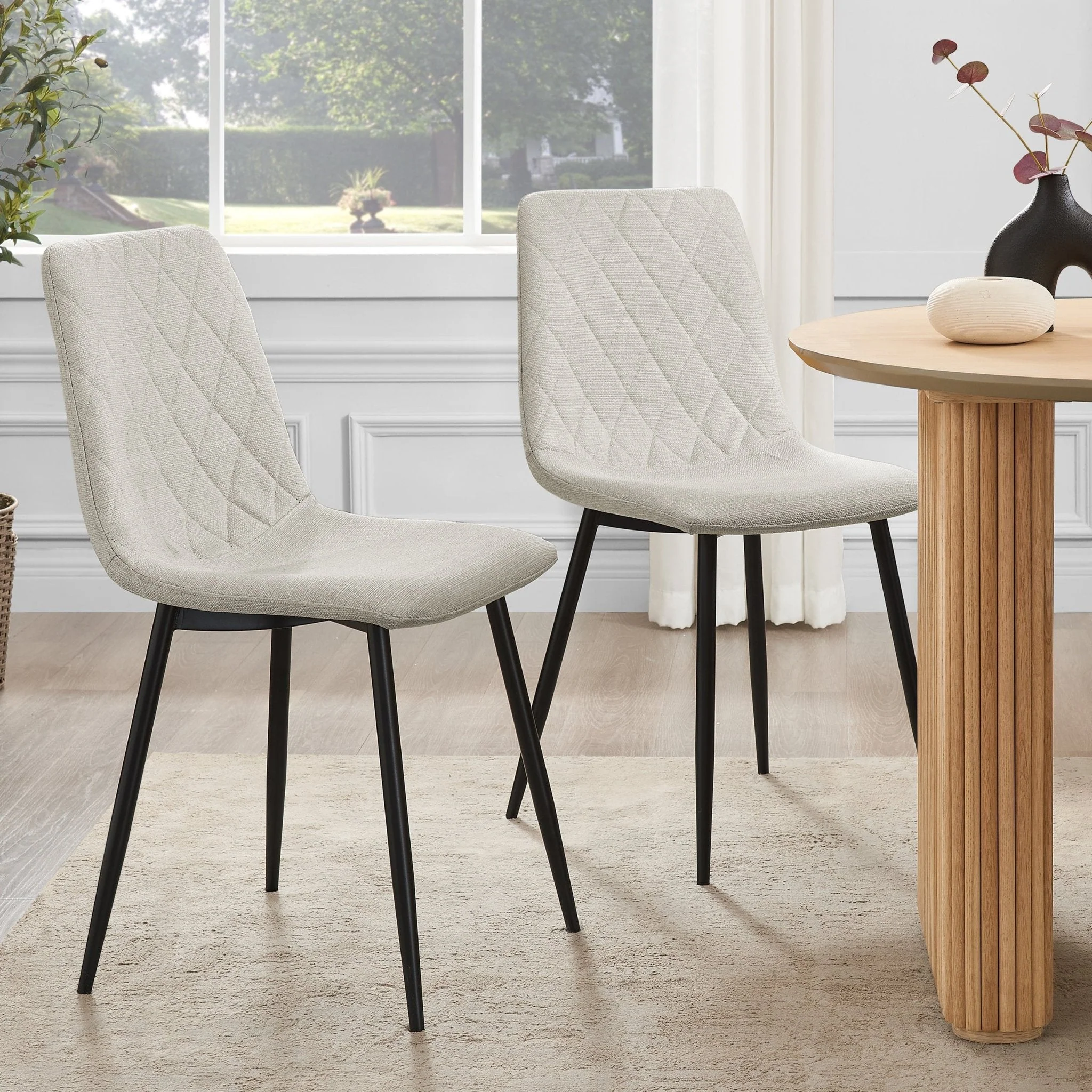 Annie Set Of 2 Dining Chairs - Linen - Stone Grey
