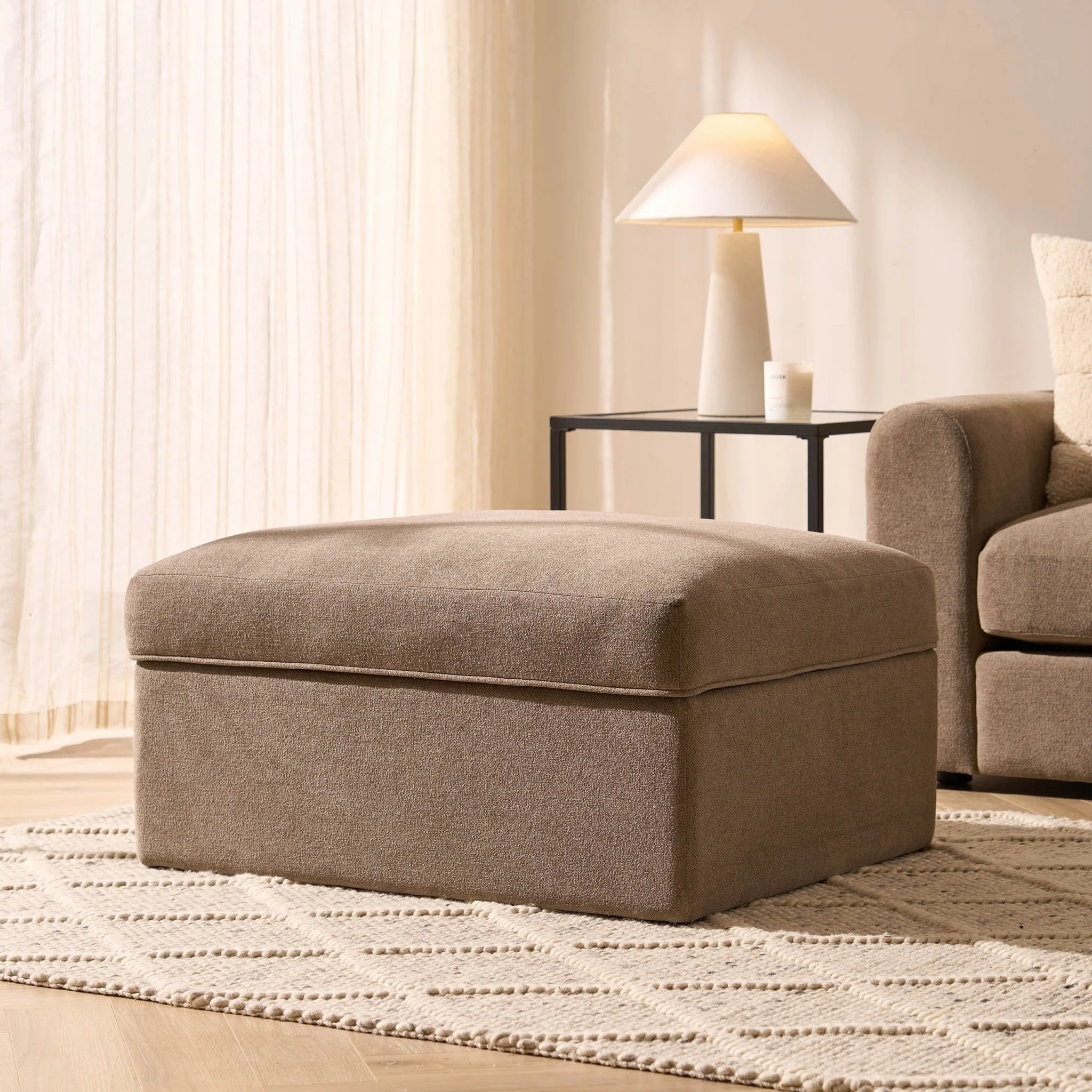 Antalya Storage Ottoman Pouffe - Chenille Mushroom