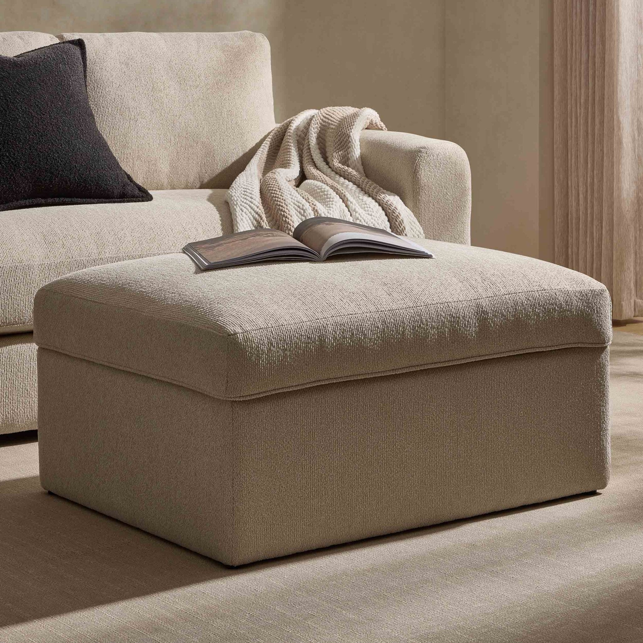 Antalya Storage Ottoman Pouffe - Sand Boucle - Image 2