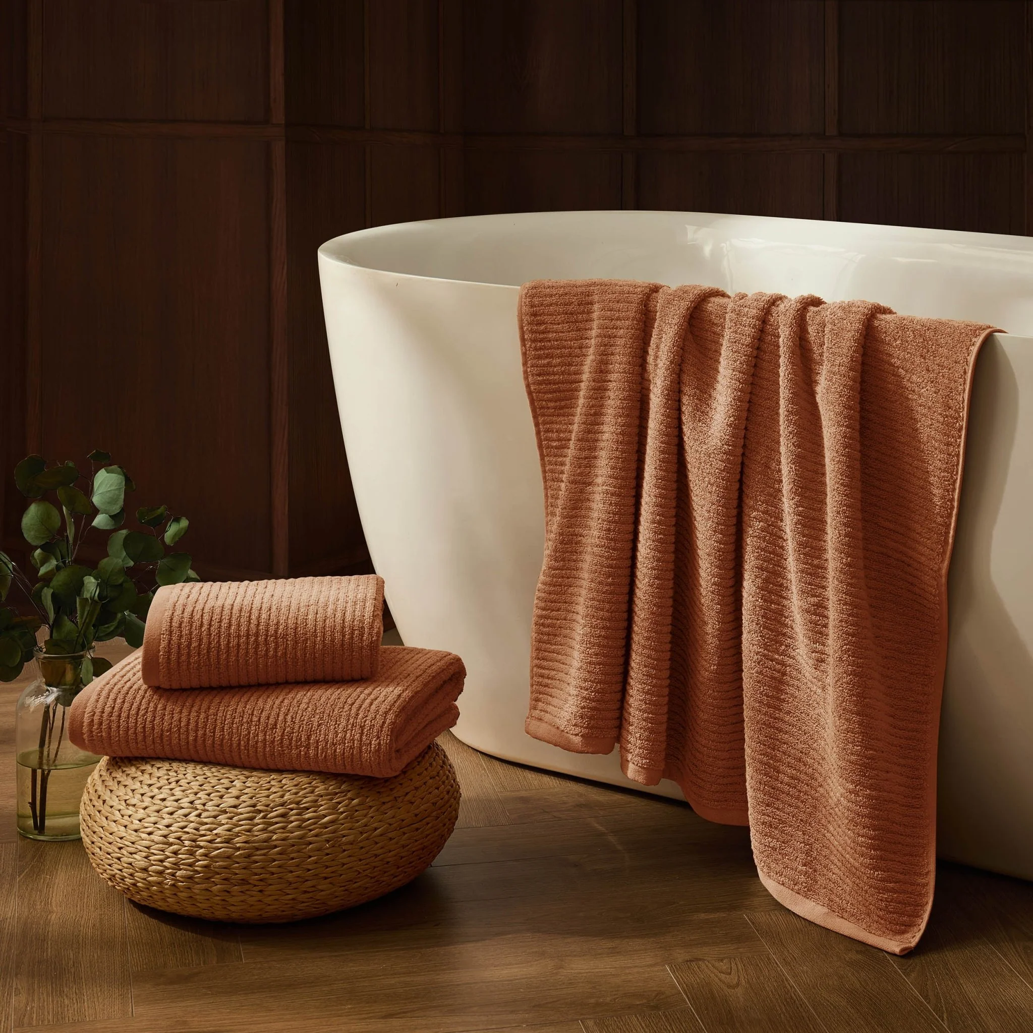 Antigua Soft Fine Ribbed Towel Collection - Burnt Orange - Image 2