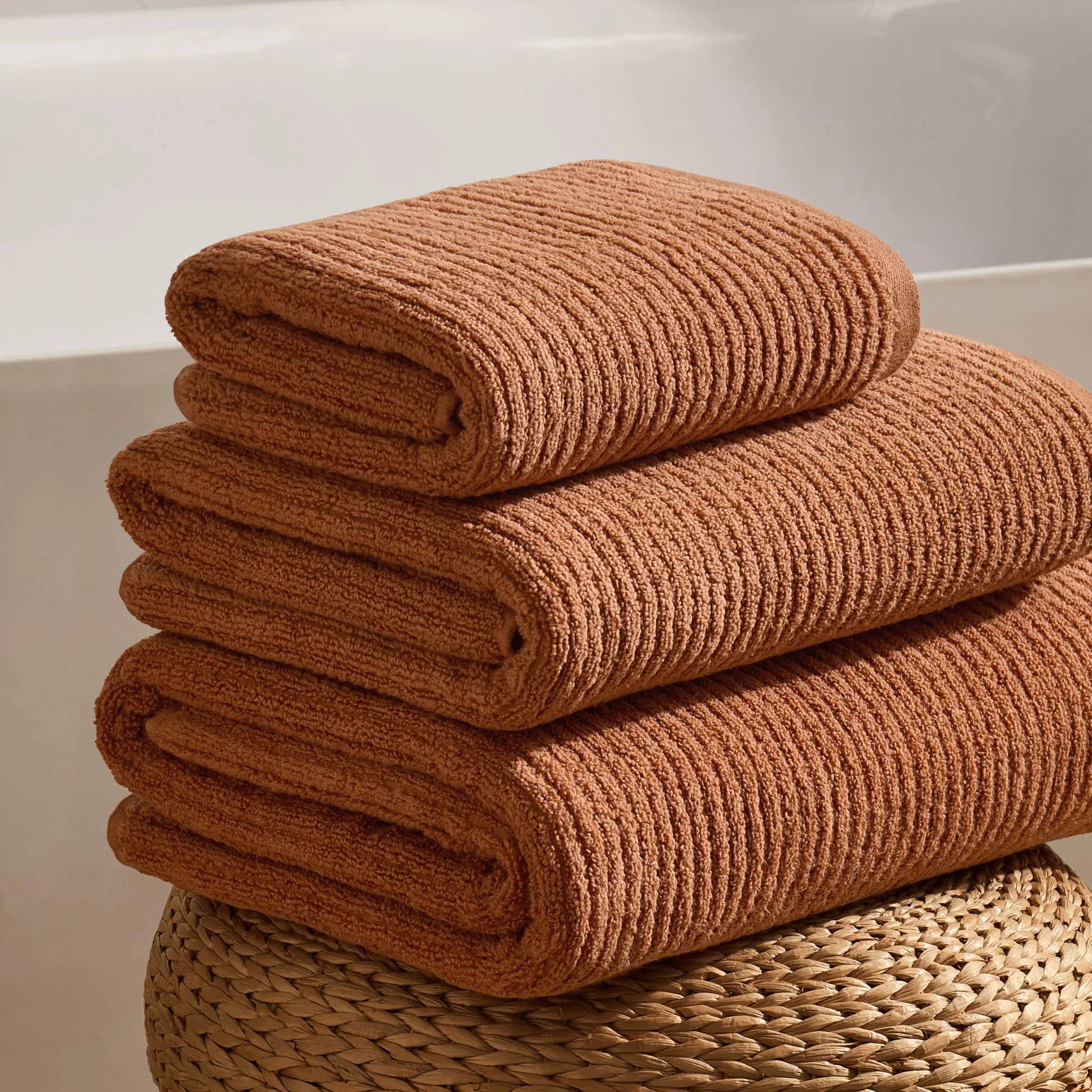 Antigua Soft Fine Ribbed Towel Collection - Burnt Orange - Image 3