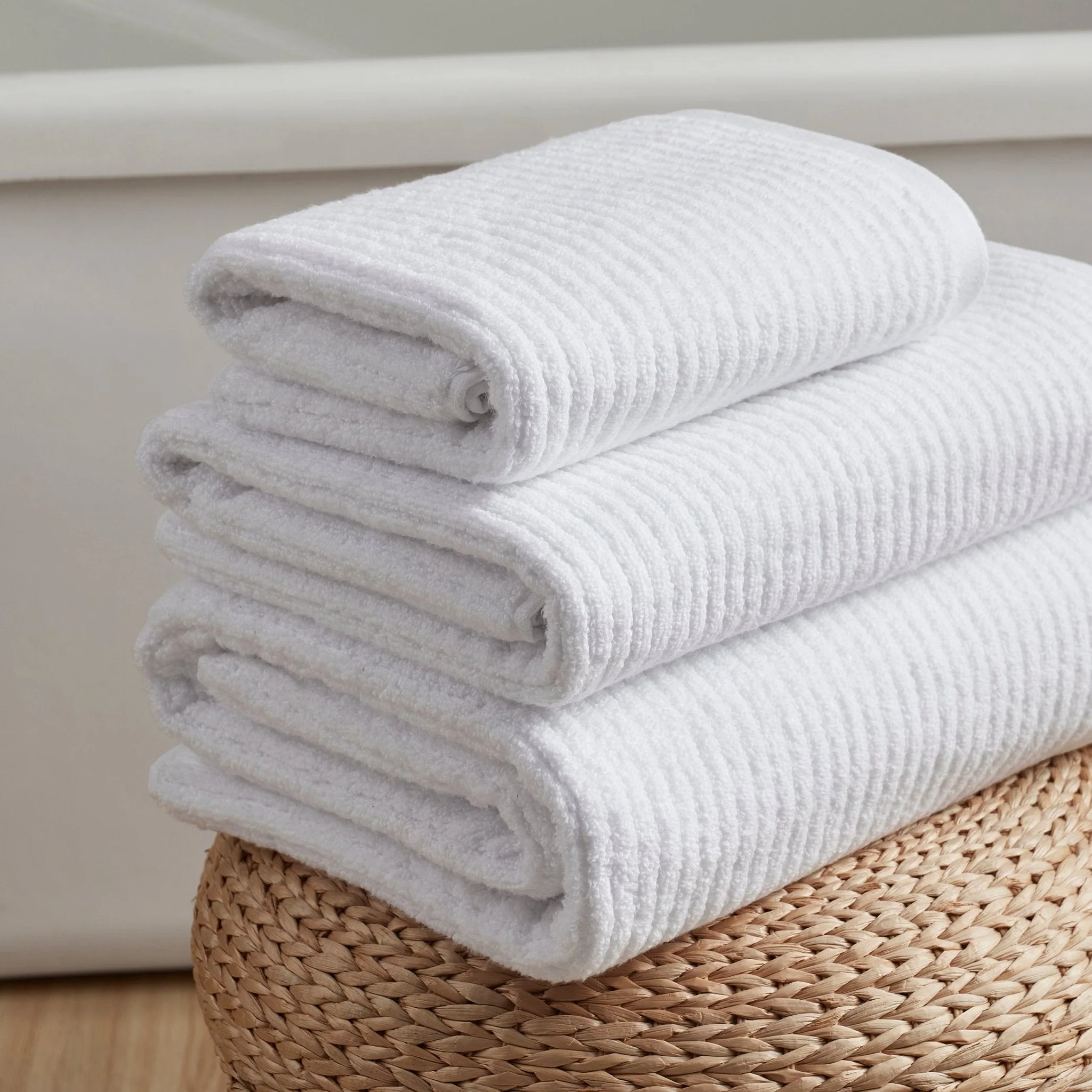 Antigua Soft Fine Ribbed Towel Collection - White - Image 3