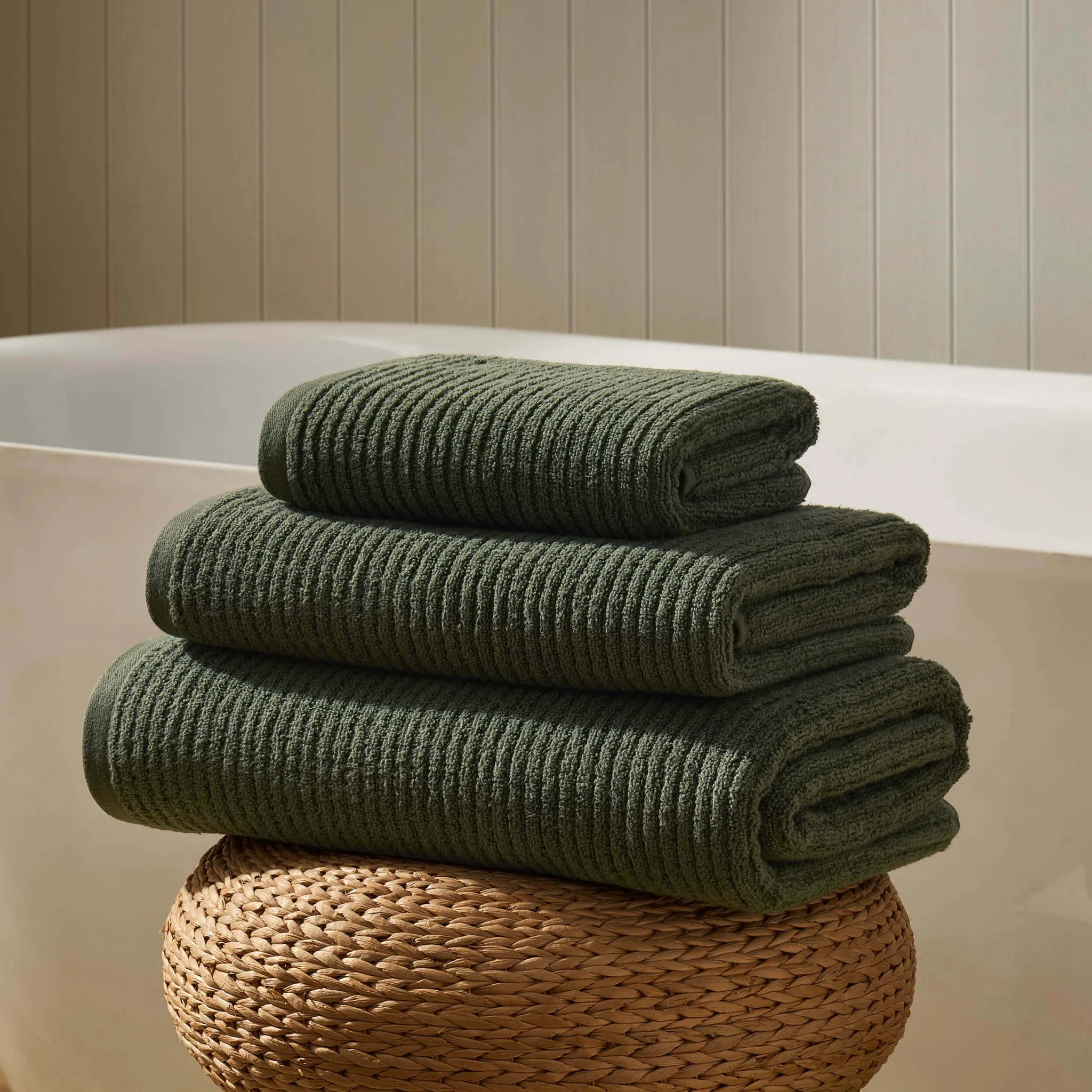 Antigua Soft Fine Ribbed Towel Collection - Fern